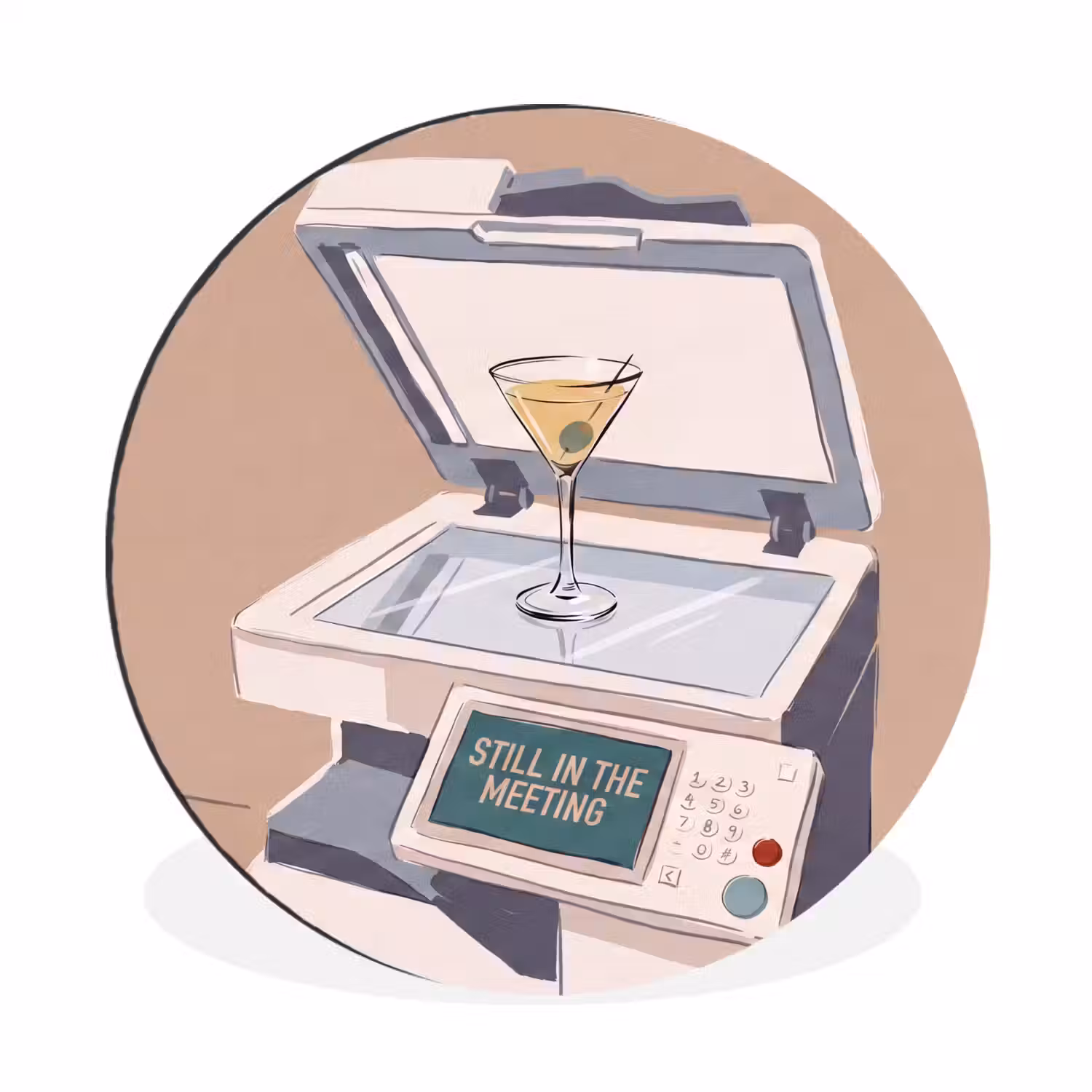 Kantoor - Drank - Humor - Illustratie Wandcirkel aluminium klein -3d