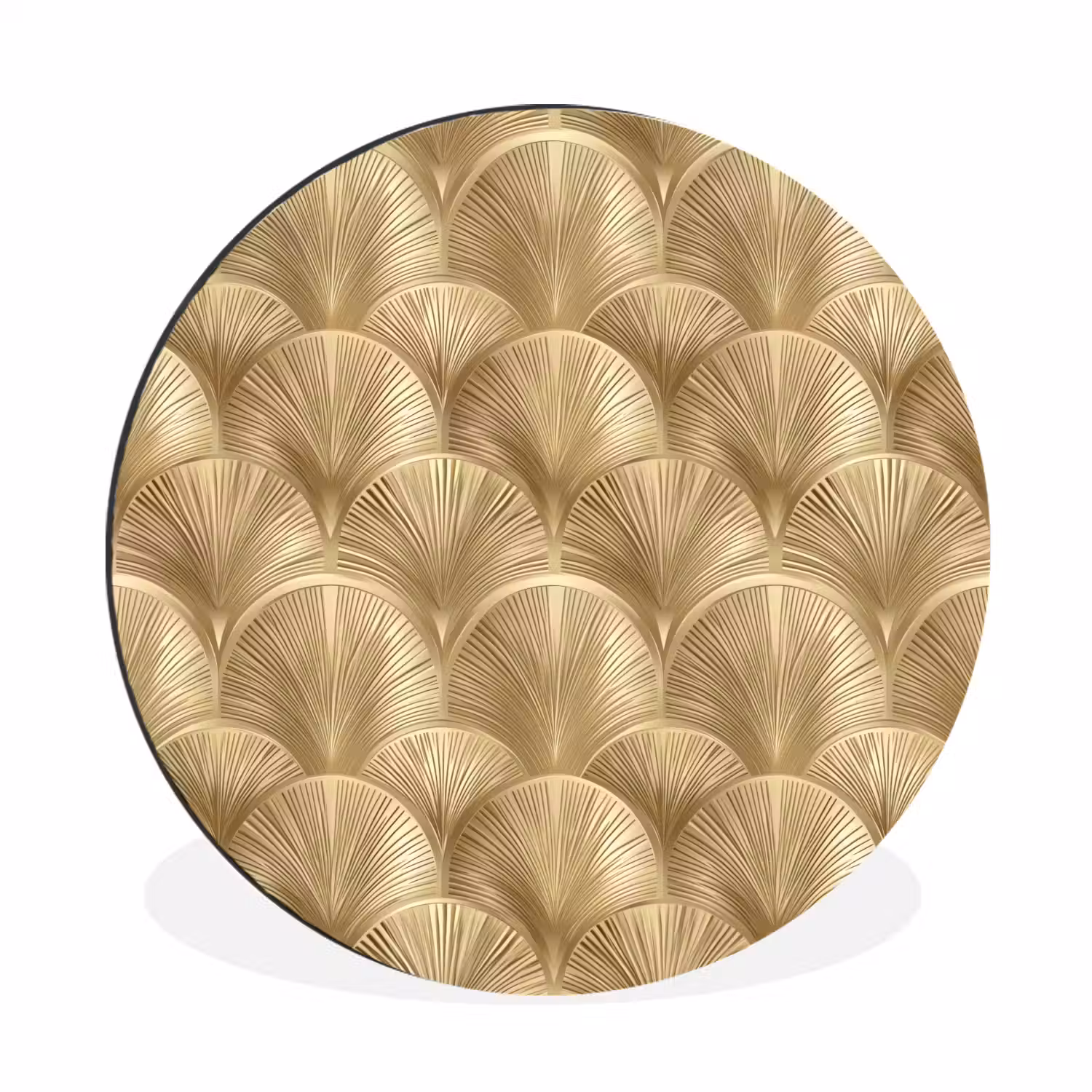 Patroon - Waaier - Goud Wandcirkel aluminium klein 190 -3d