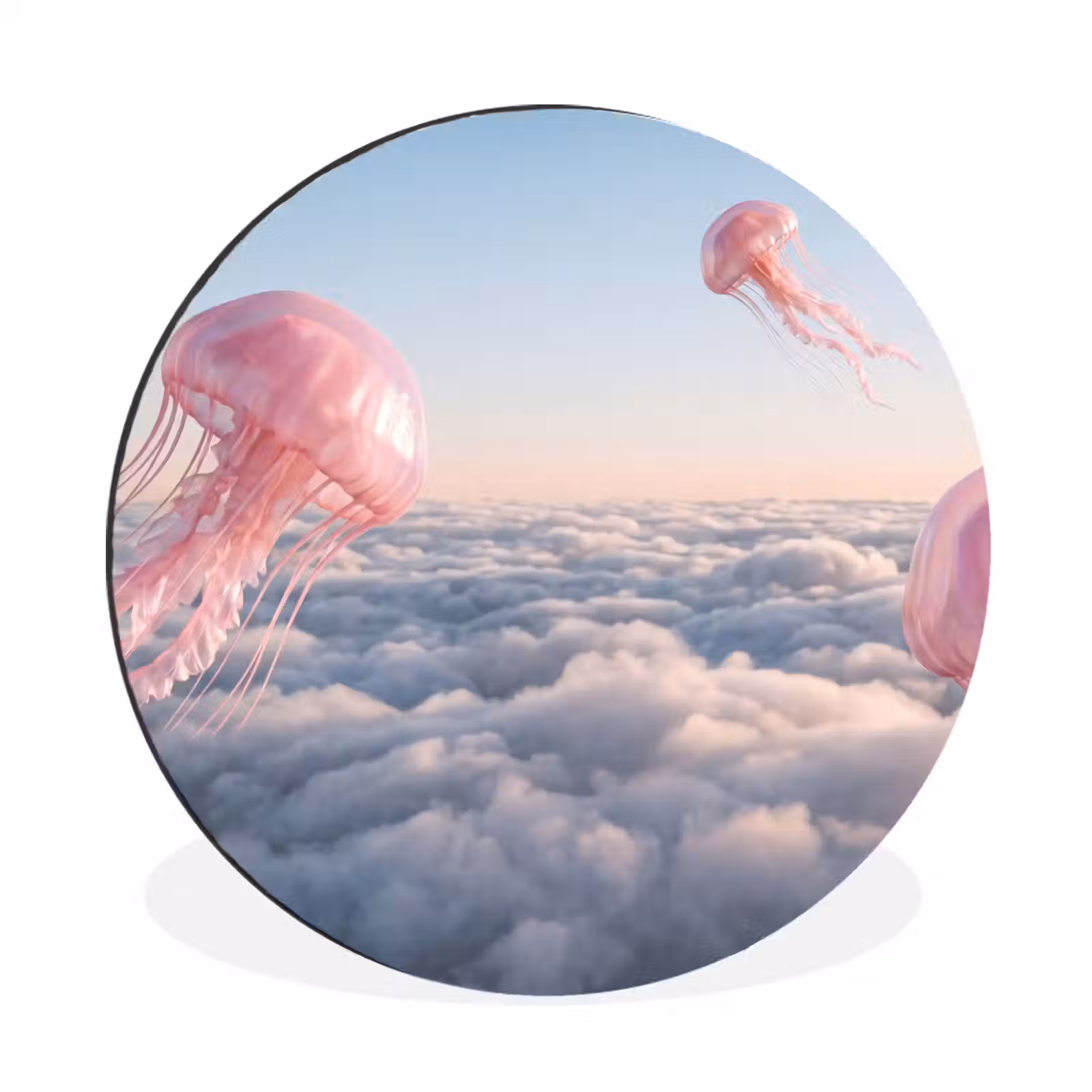 Wall circle - Aluminum - Pink Animal - Clouds - Roze dier - Wolken Wandcirkel aluminium klein