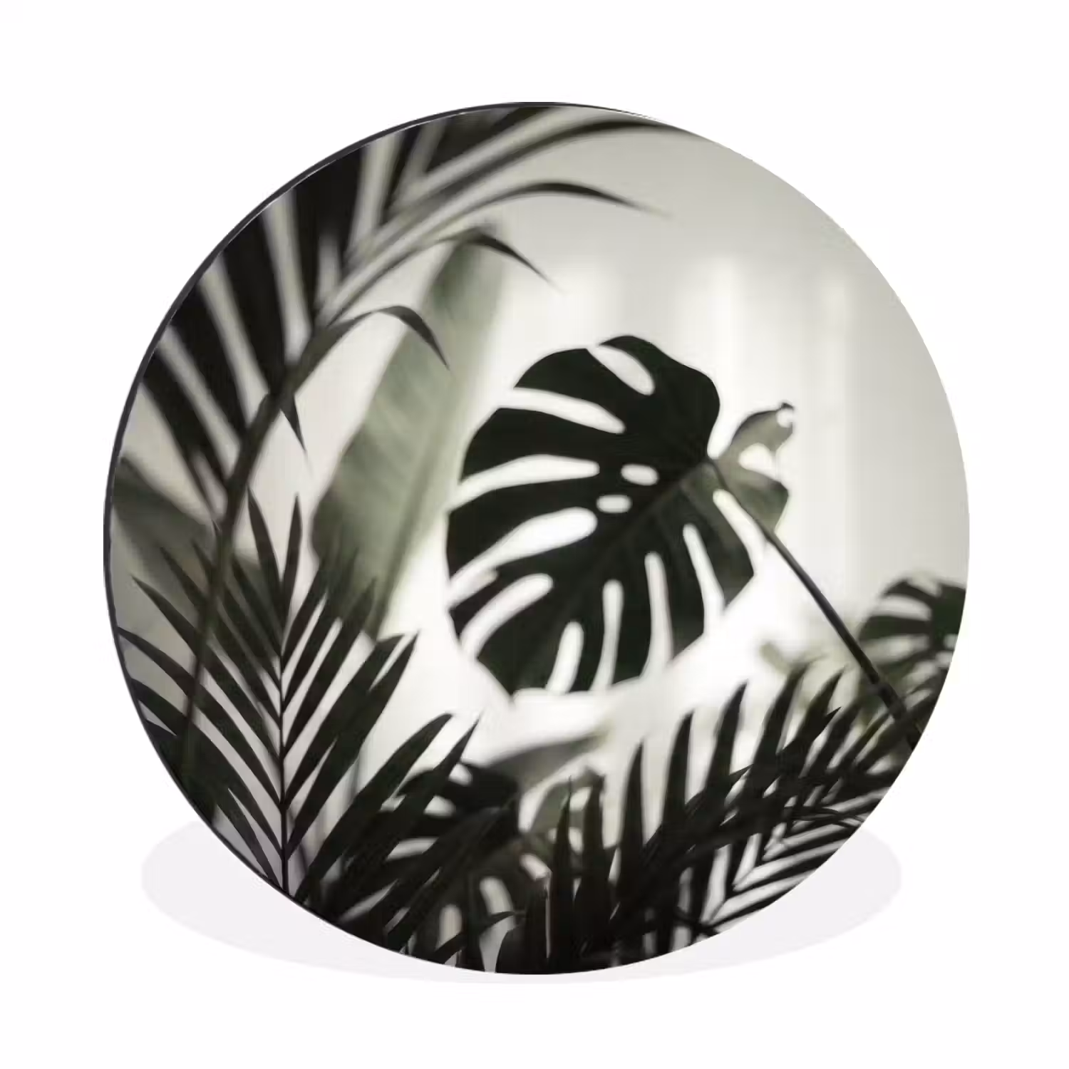 Planten - Bladeren - Natuur - Minimalistisch - Groen Wandcirkel aluminium klein -3d