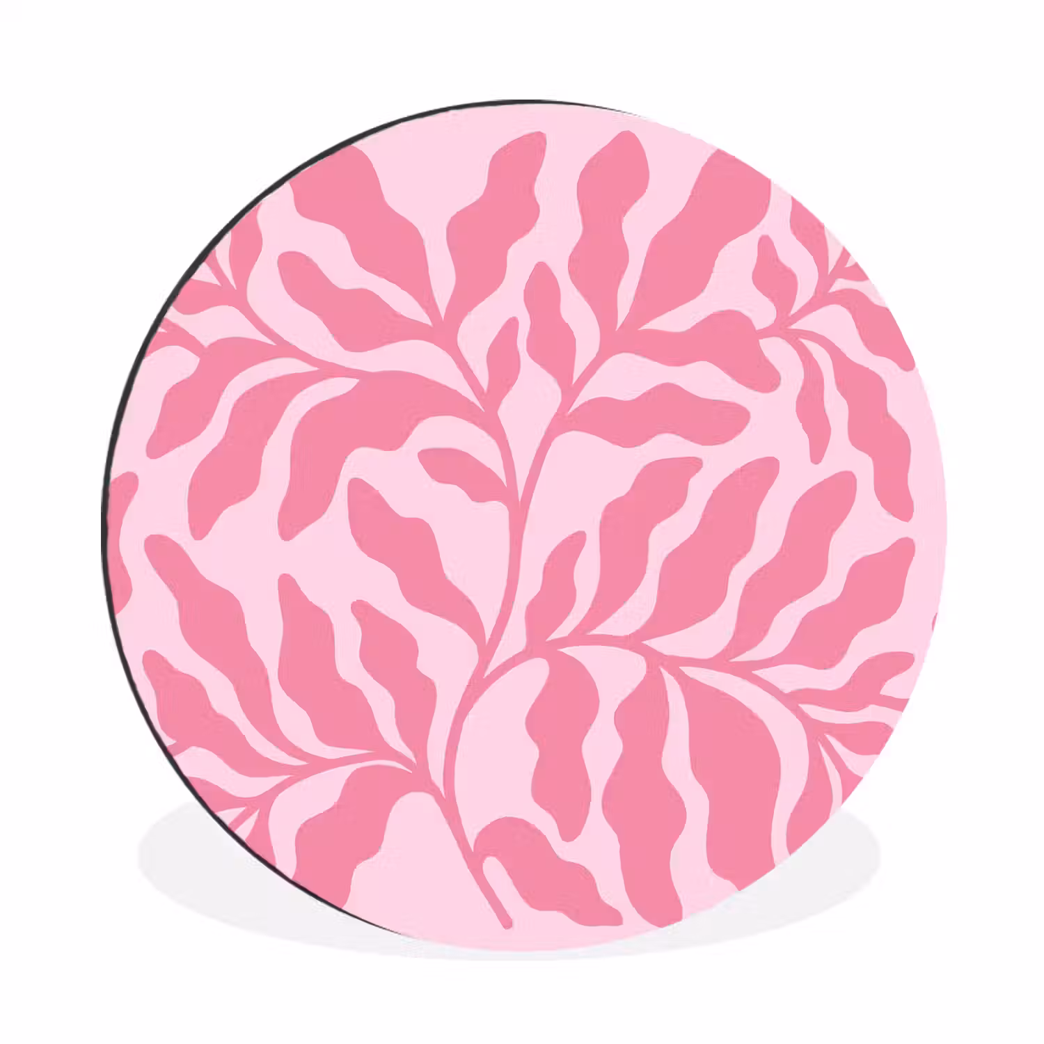 Planten - Organisch - Abstract - Modern - Roze Wandcirkel aluminium klein -3d