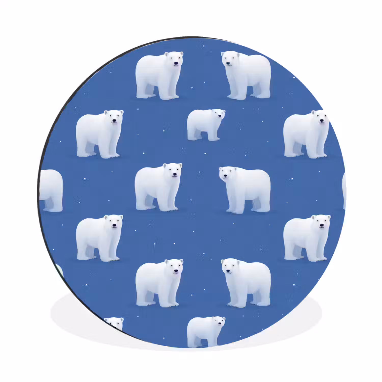 IJsbeer - Patroon - Blauw Wandcirkel aluminium klein 190 -3d