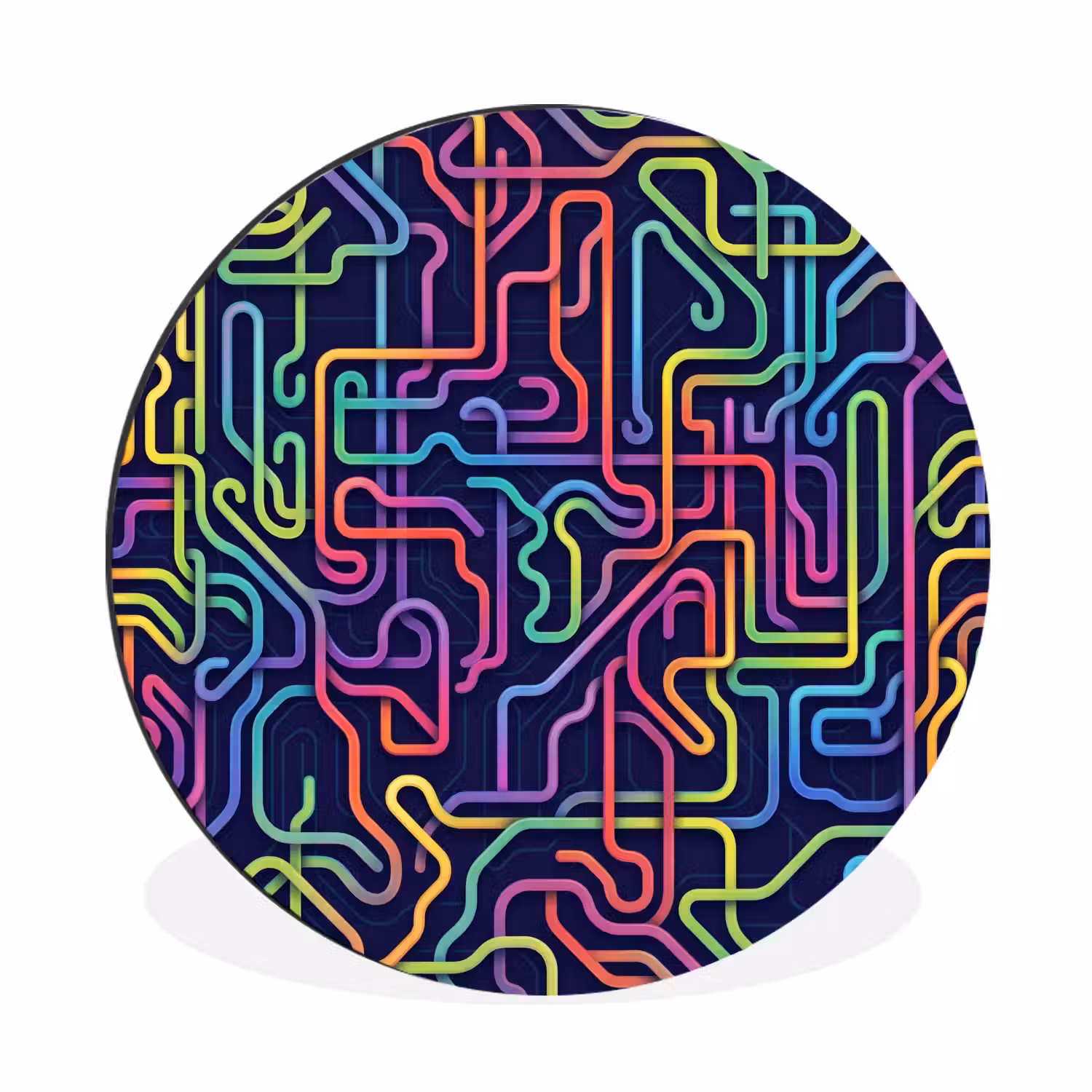 Retro - Abstract - Neon Wandcirkel aluminium klein -3d