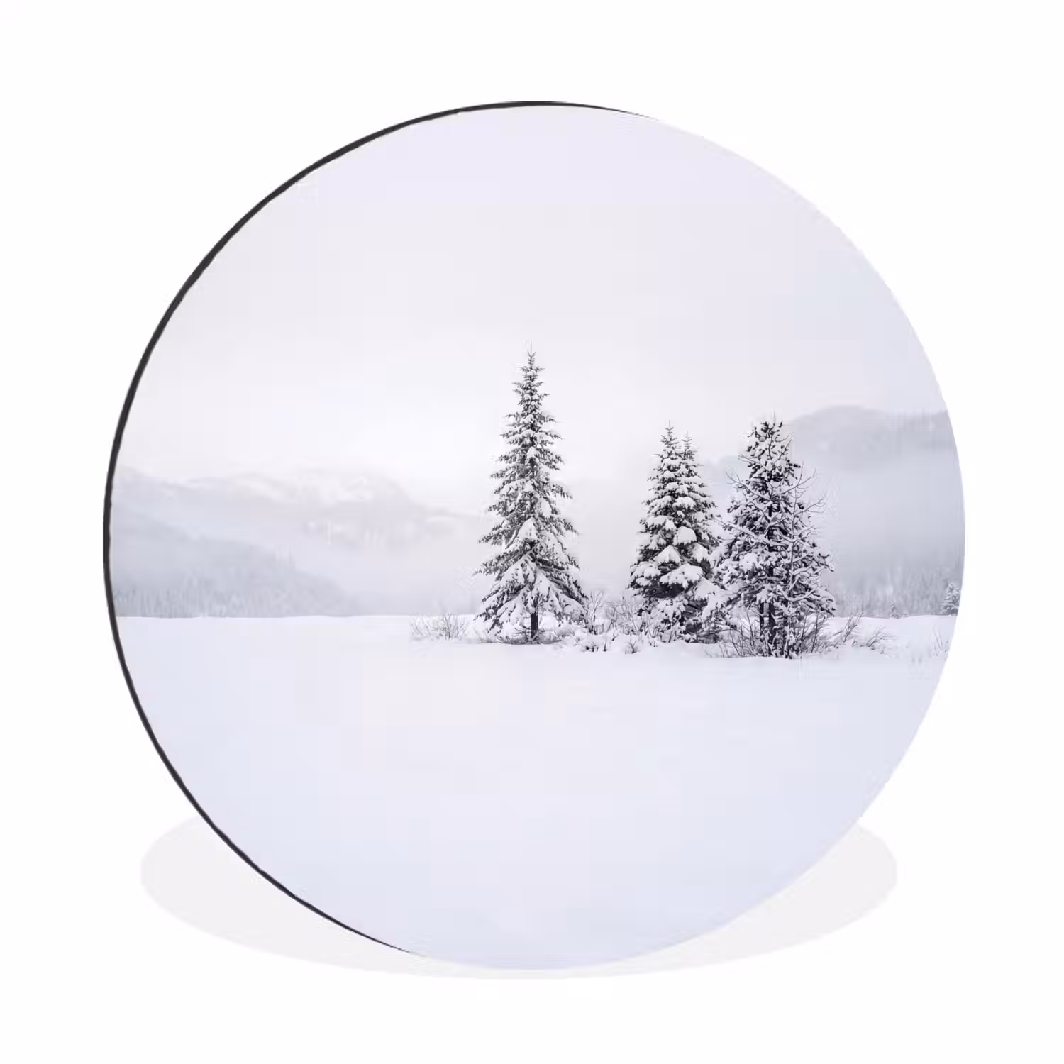 Fijnsparren - Sneeuw - Winter - Landschap - Stilte Wandcirkel aluminium klein -3d