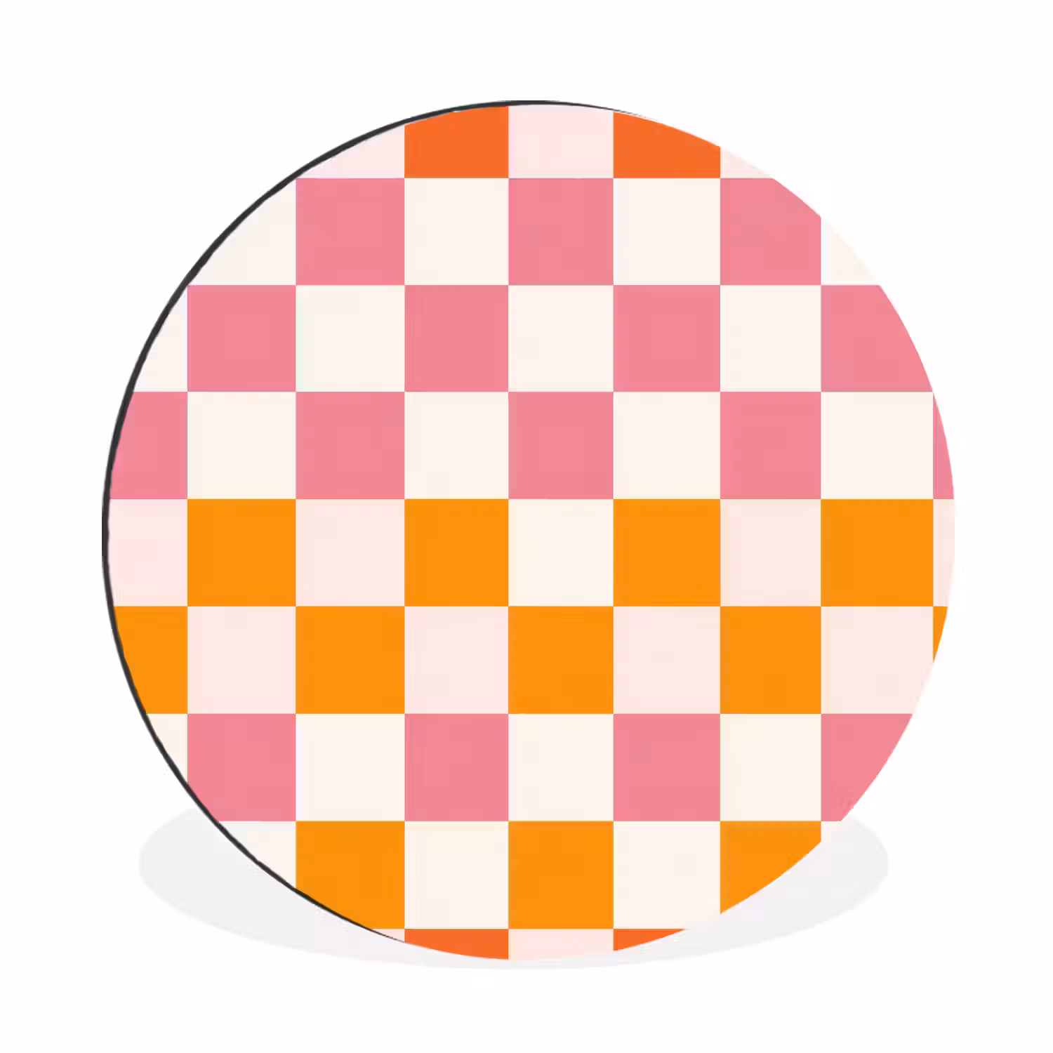 Vierkant - Patroon - Oranje Wandcirkel aluminium klein 190 -3d