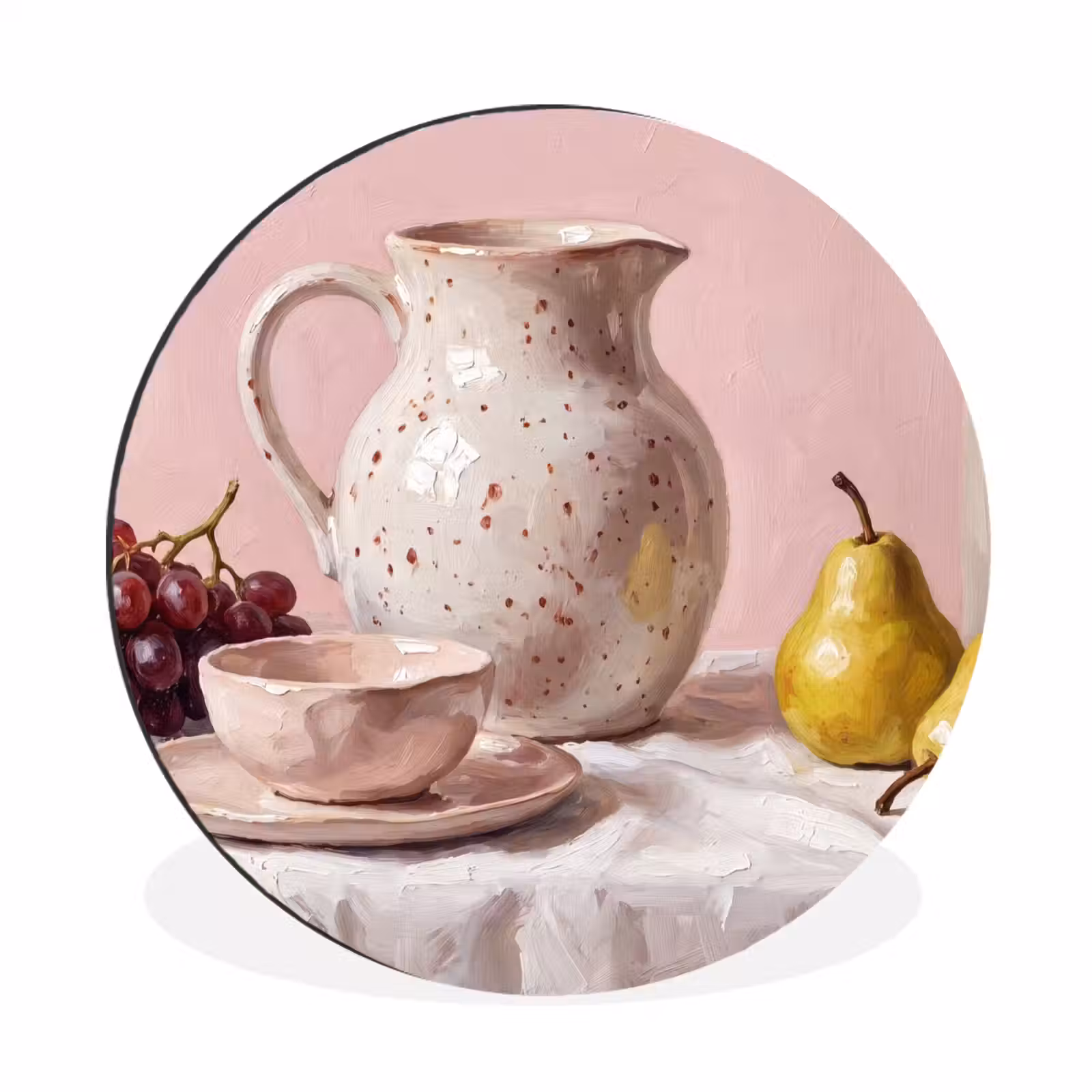 Wall circle - Aluminum - Still Life - Fruit - Pink - Stilleven - Fruit - Roze Wandcirkel aluminium klein