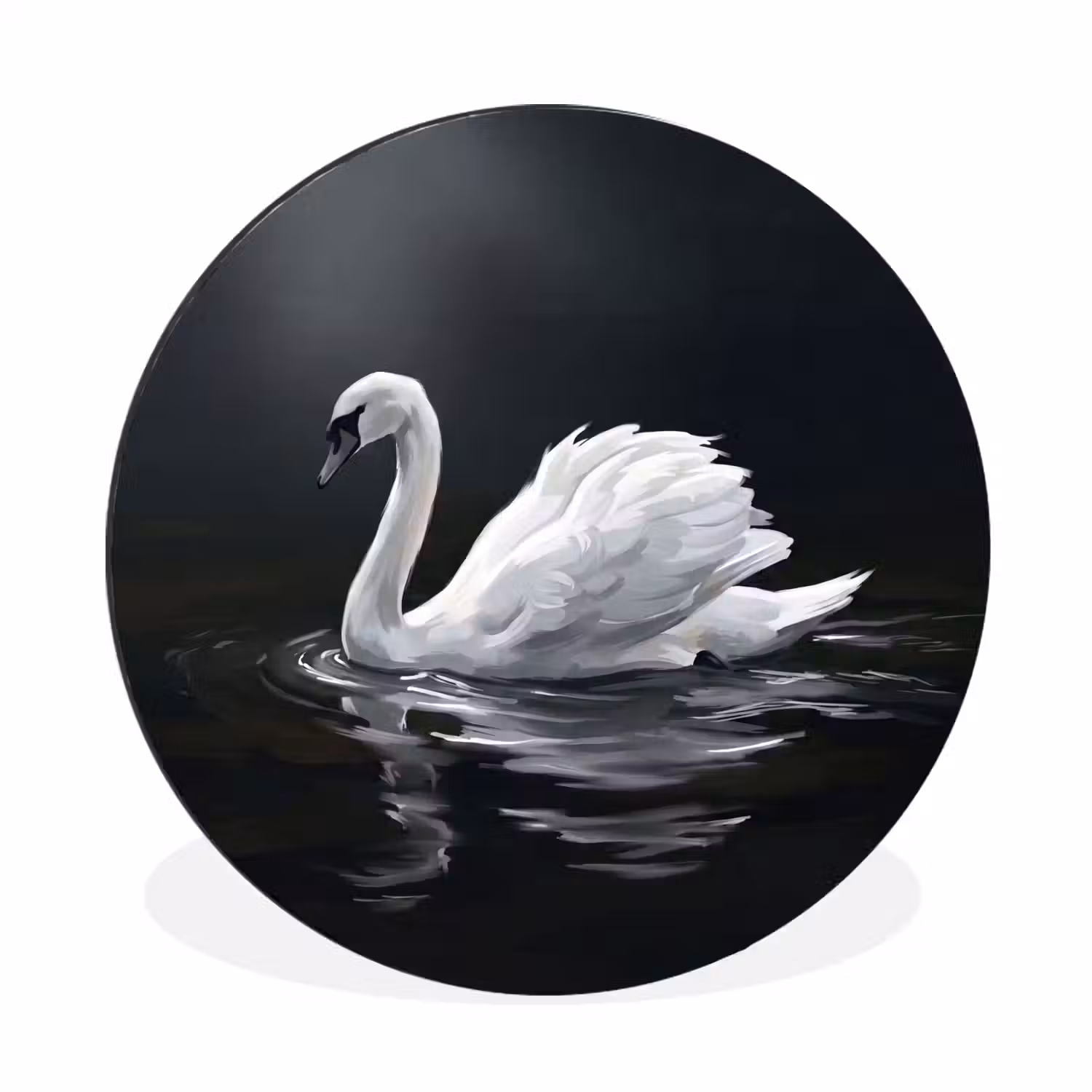 Zwaan - Water - Natuur - Realistisch - Wit Wandcirkel aluminium klein -3d
