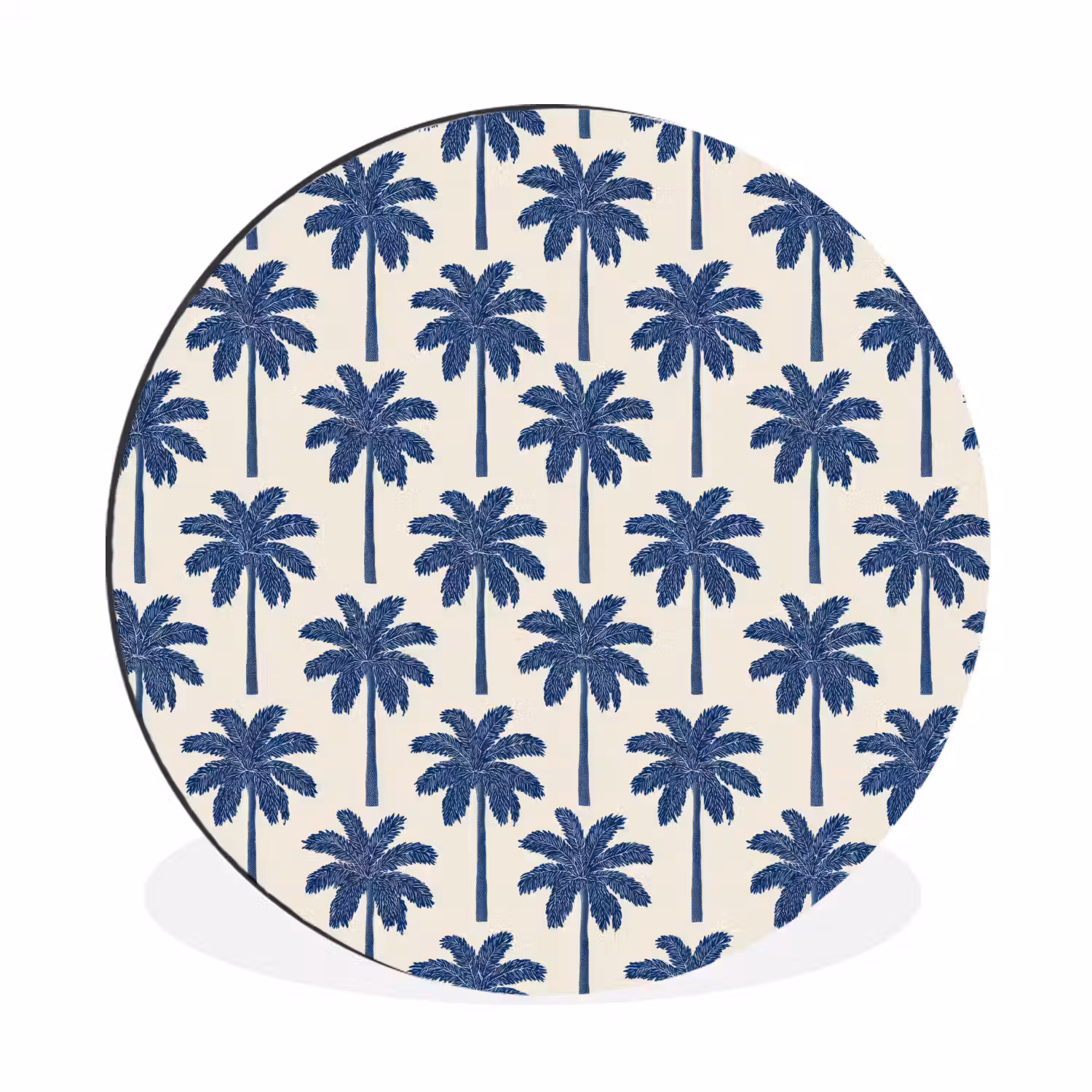 Symmetrisch - Palm - Blauw Wandcirkel aluminium klein 190 -3d