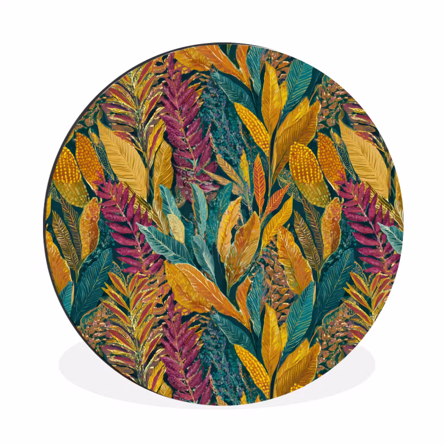 Tropische - Botanisch - Patroon - Kleurrijk - Exotisch Wandcirkel aluminium klein 190 -3d