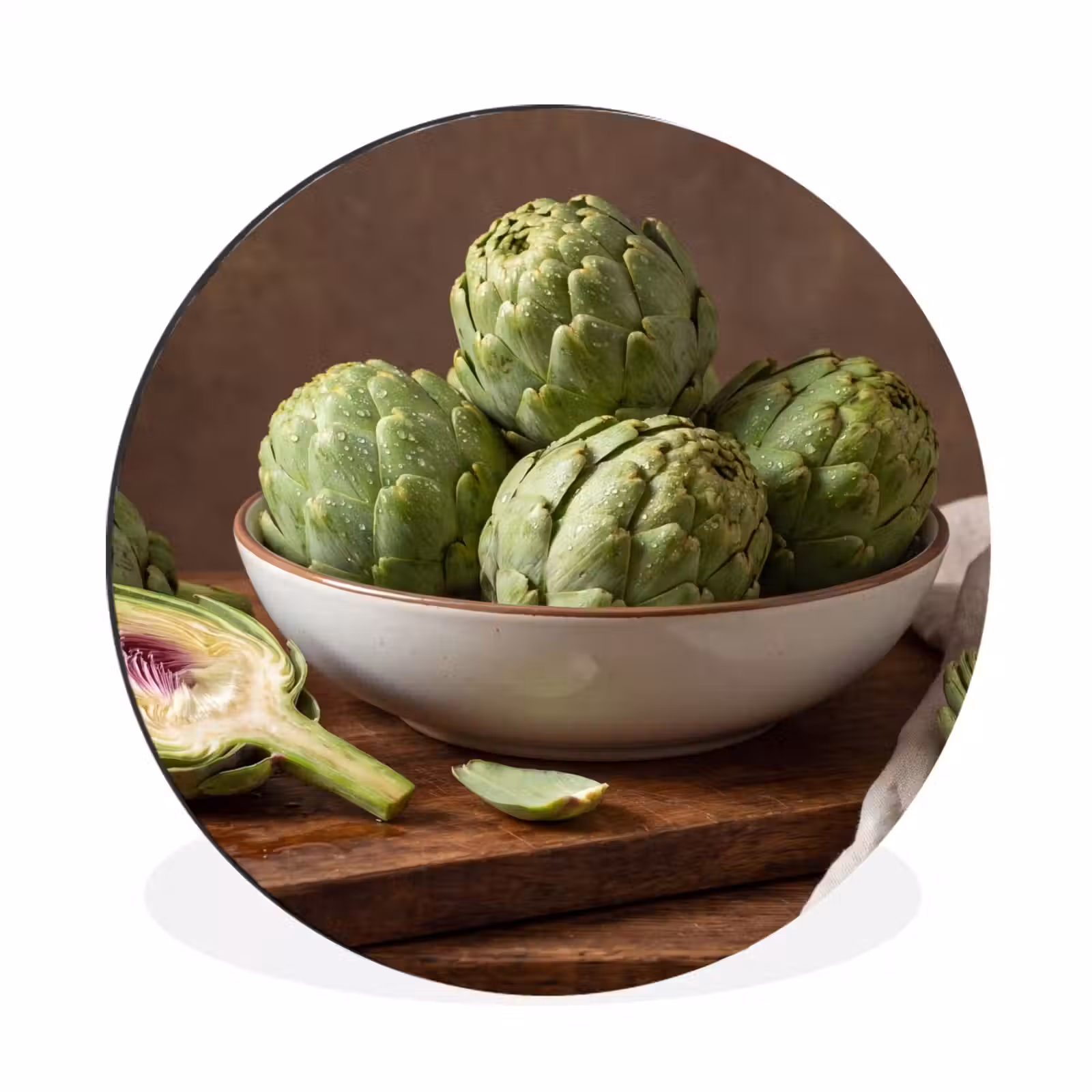 Wall circle - Aluminum - Vegetables - Artichoke - Kitchen - Groenten - Artisjok - Keuken Wandcirkel aluminium klein