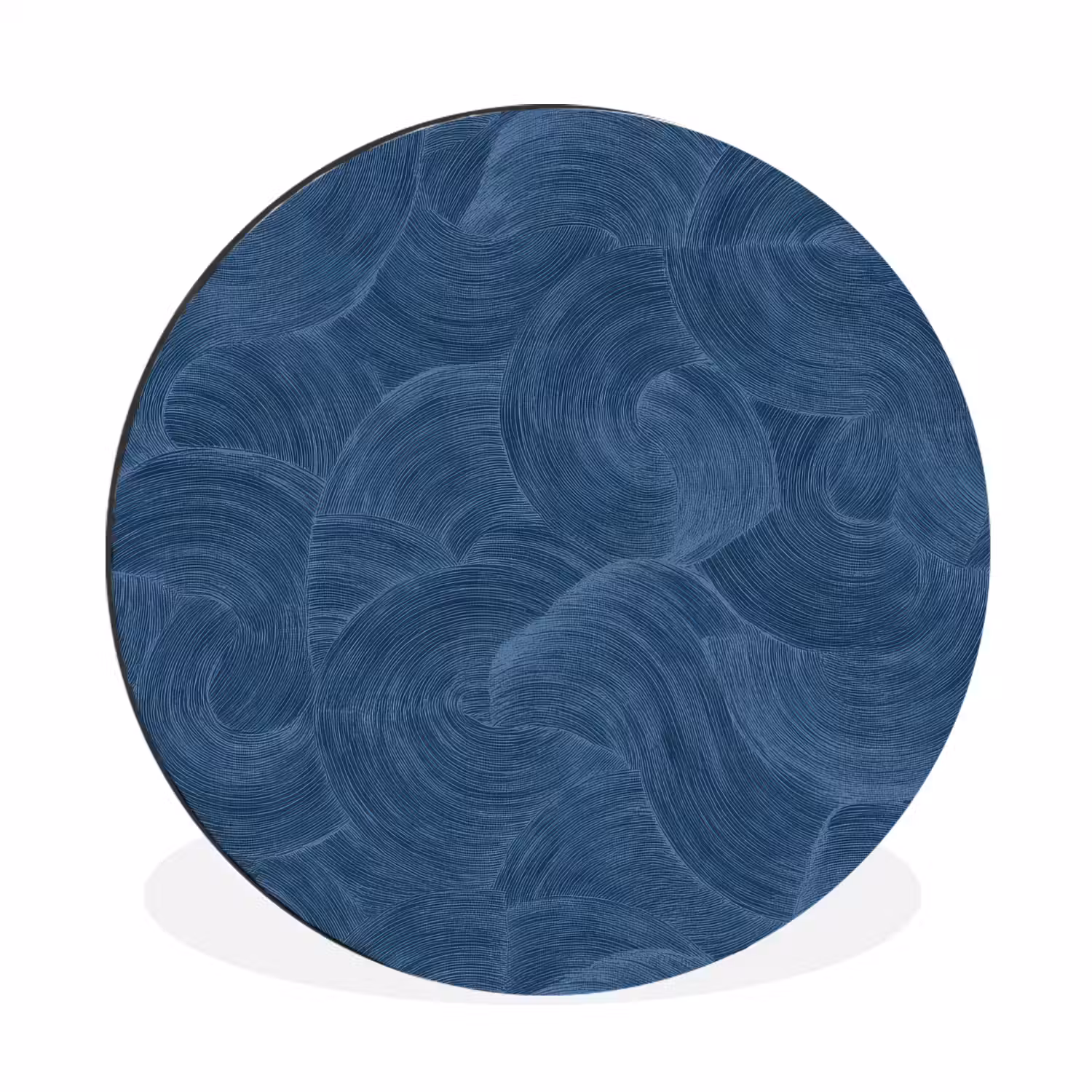 Golven - Textuur - Patroon - Blauw Wandcirkel aluminium klein 190 -3d