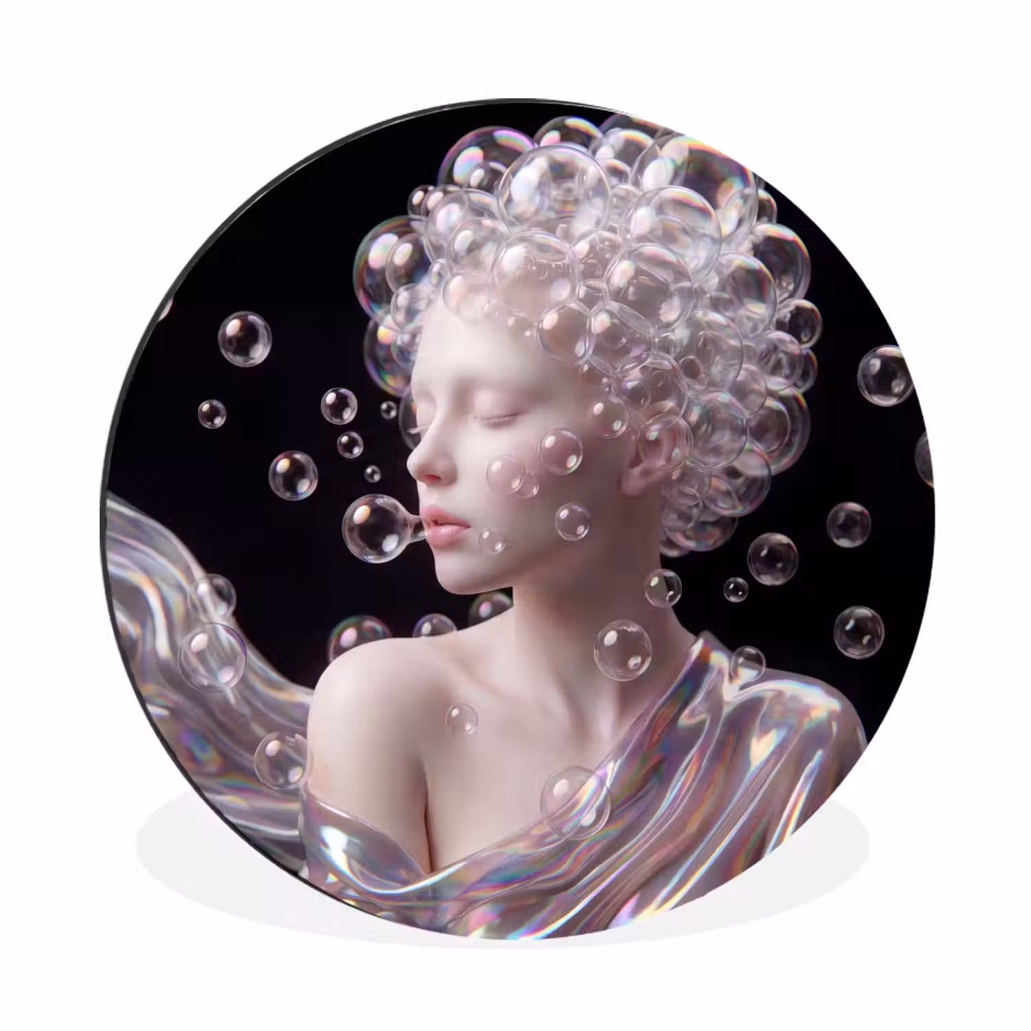 Vrouw - Bellen - Abstract - Kleurrijk Wandcirkel aluminium klein -3d