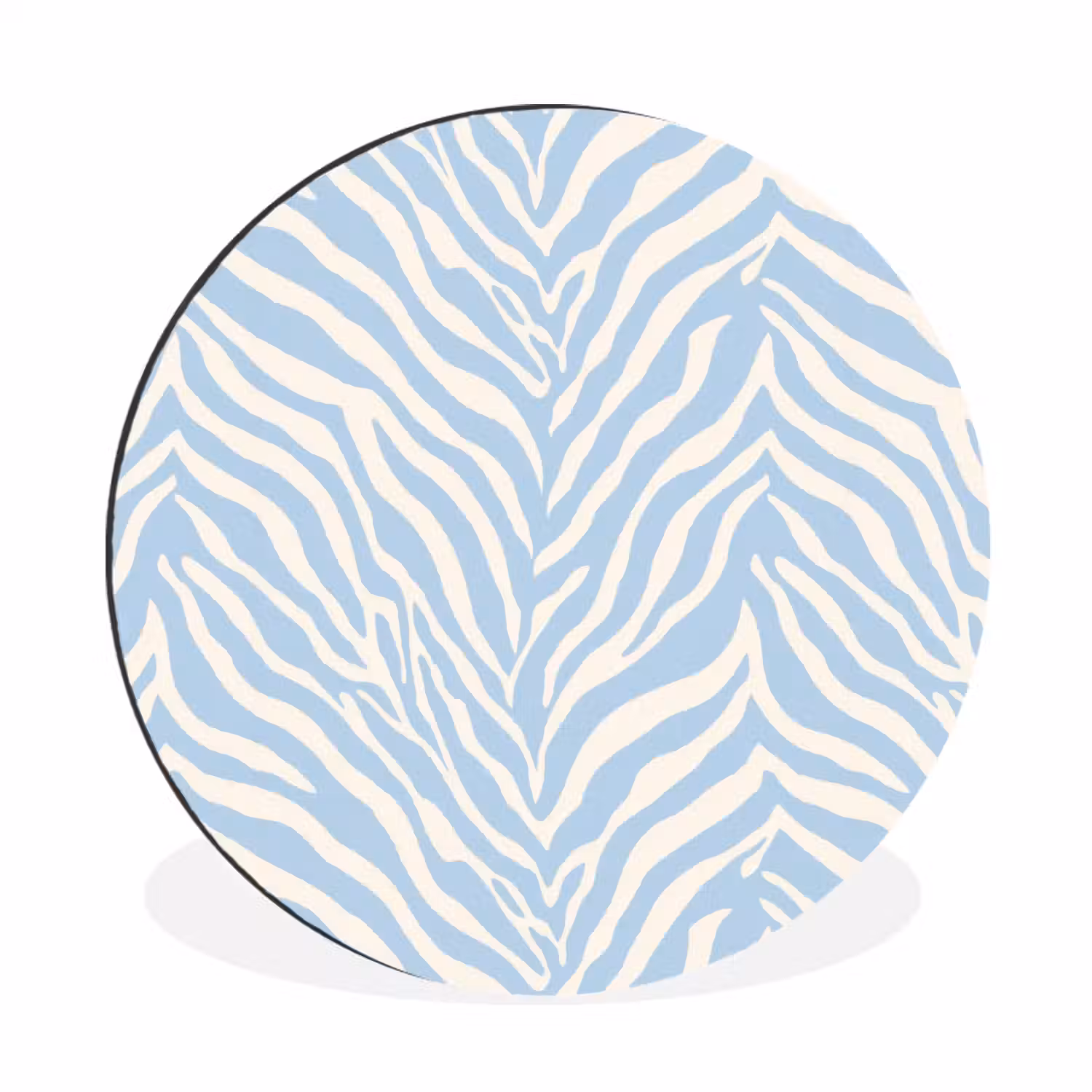 Zebra - Motief - Blauw - Wit Wandcirkel aluminium klein 190 -3d