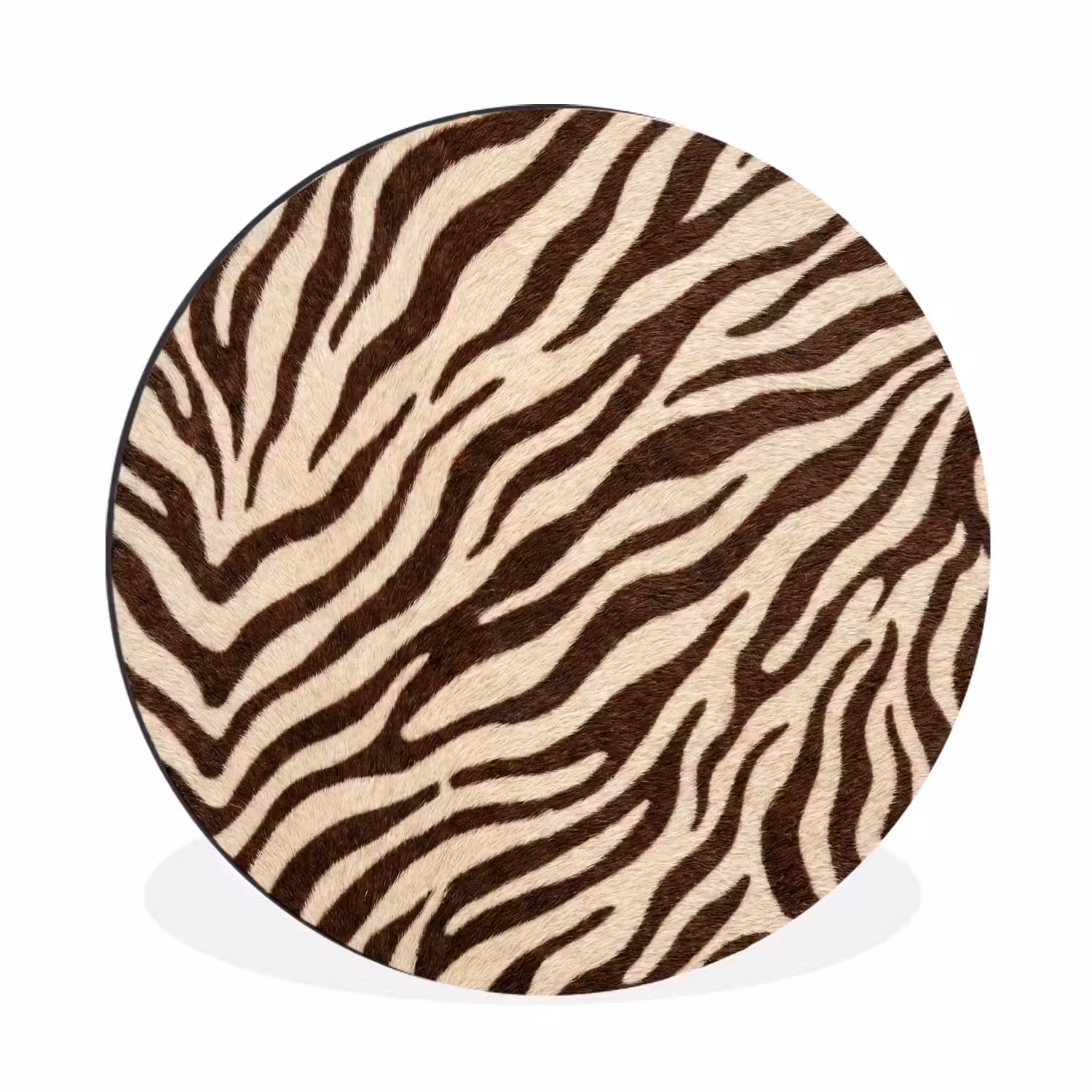 Zebra - Strepen - Bruin Wandcirkel aluminium klein -3d