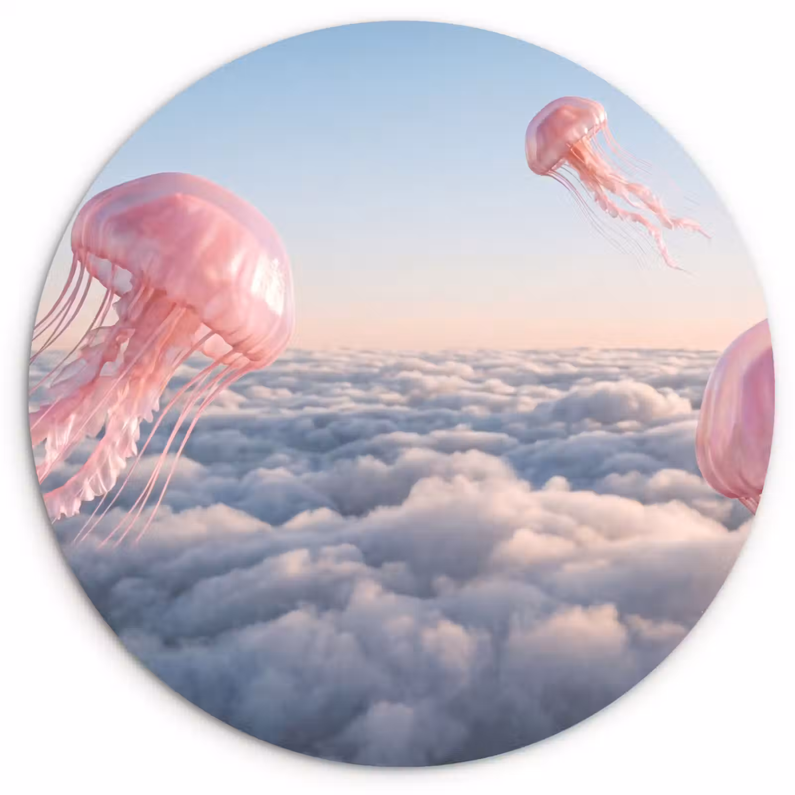 Wall circle - Glass - Pink Animal - Clouds - Roze dier - Wolken Wandcirkel plexiglas klein