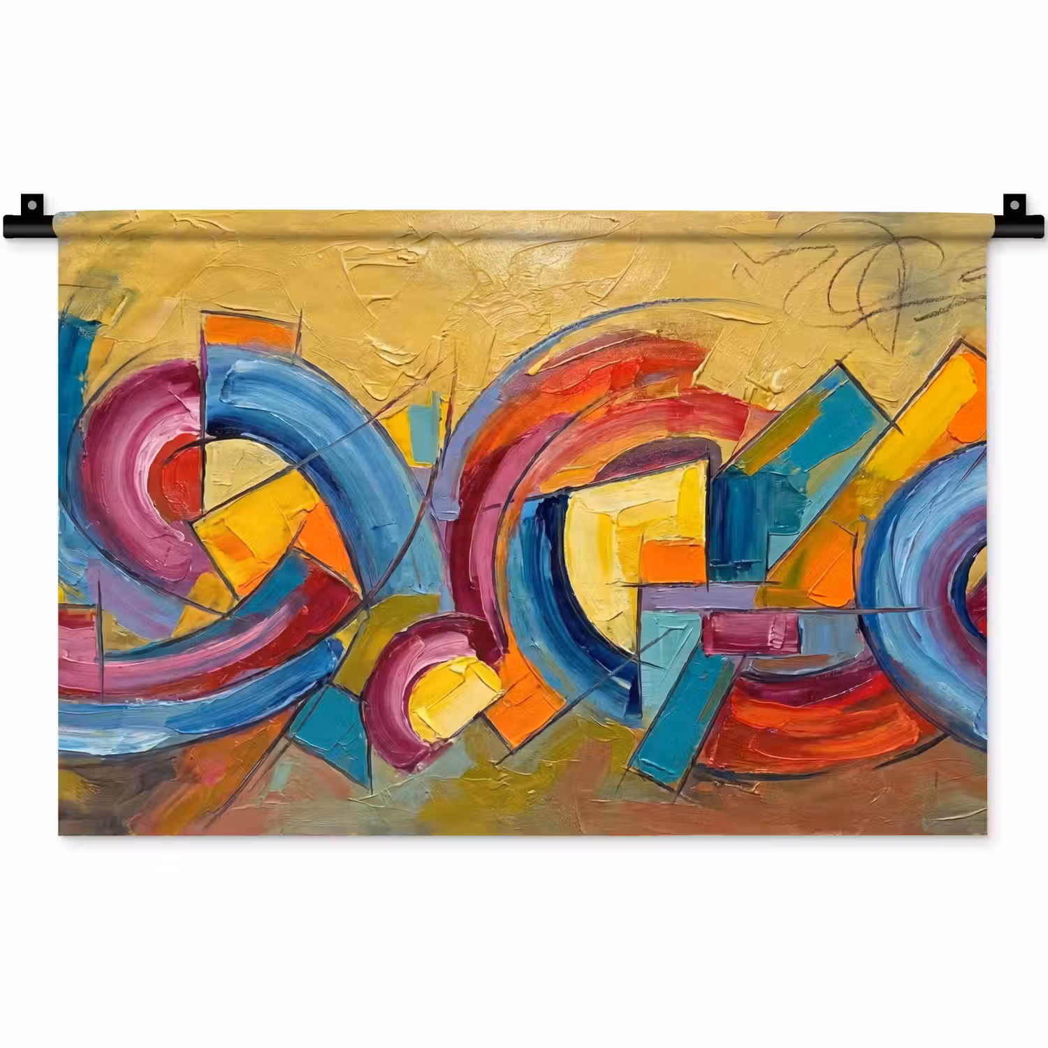 Abstract - Cirkels - Schilderij - Kleurrijk - Dynamisch Wandkleed katoen klein -zz3d