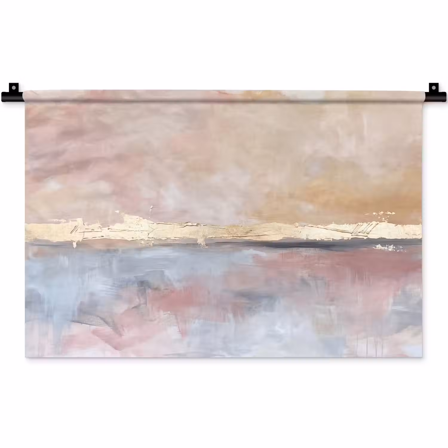Abstract - Horizontaal - Kunst - Roze - Goud Wandkleed katoen klein -zz3d