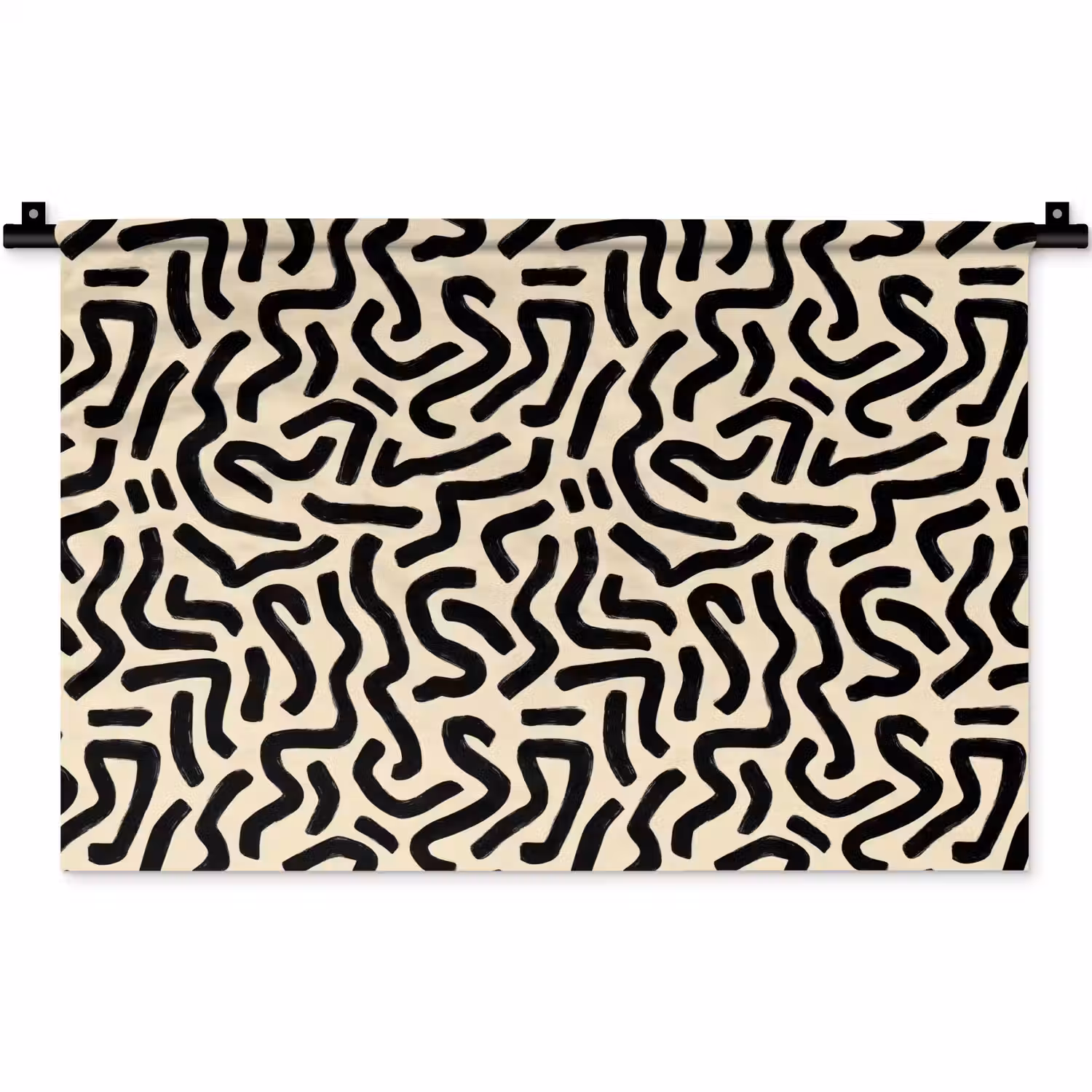 Abstract - Lijnen - Zwart Wandkleed katoen klein 269 -zz3d