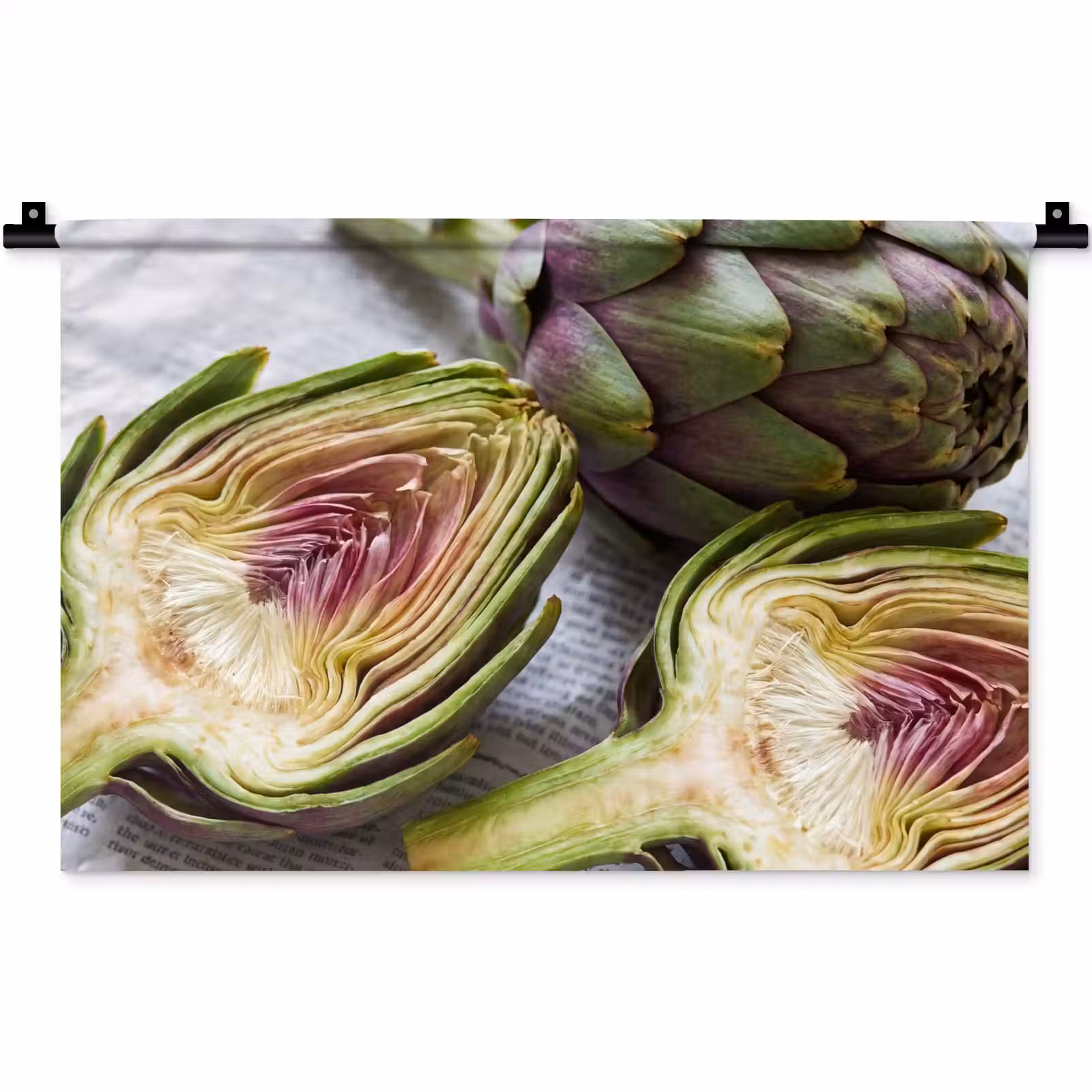 Wall Hanging - Artichoke - Cut in Half - Food - Artisjok - Doorgesneden - Eten Wandkleed katoen klein