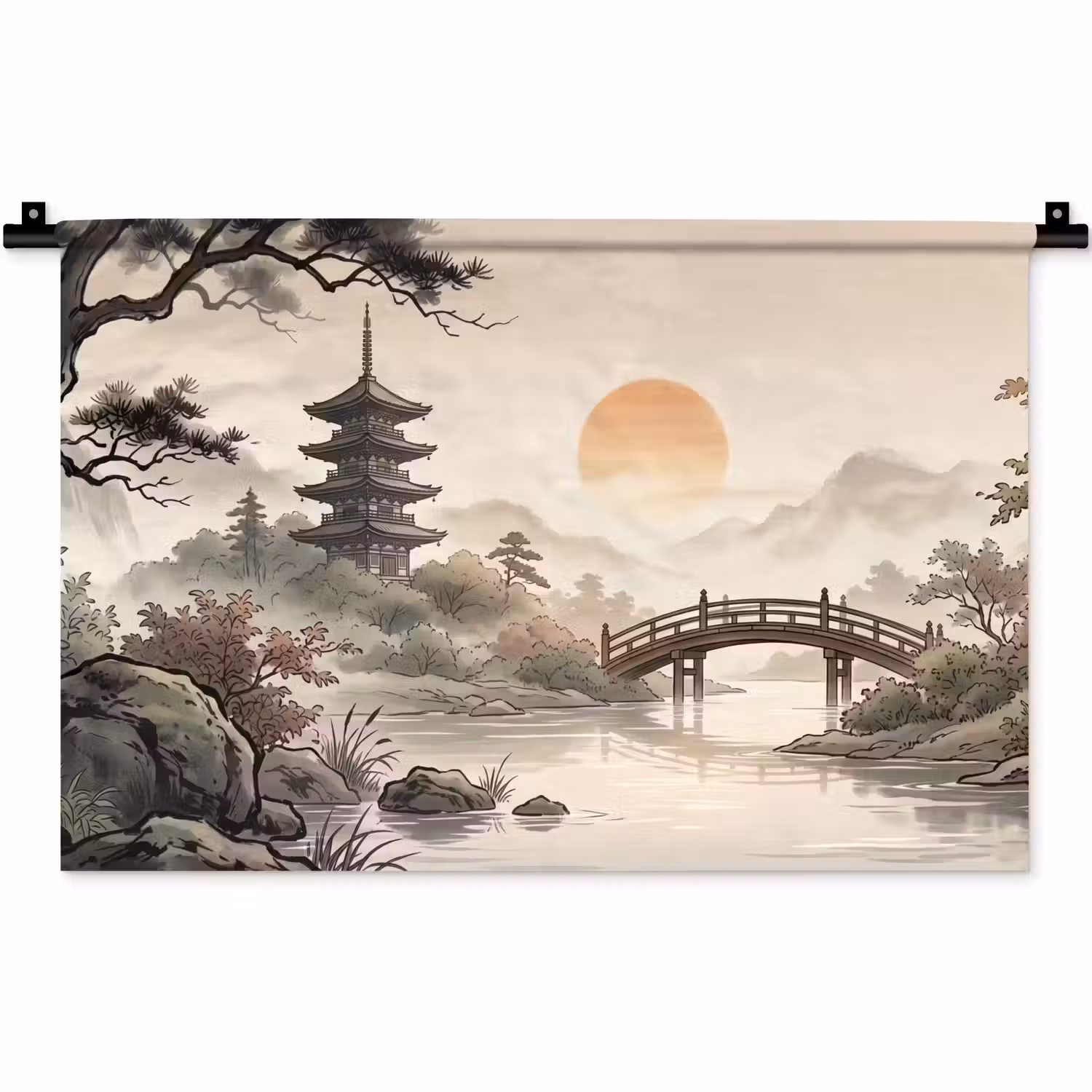 Azië - Landschap - Kleurrijk Wandkleed katoen klein -zz3d