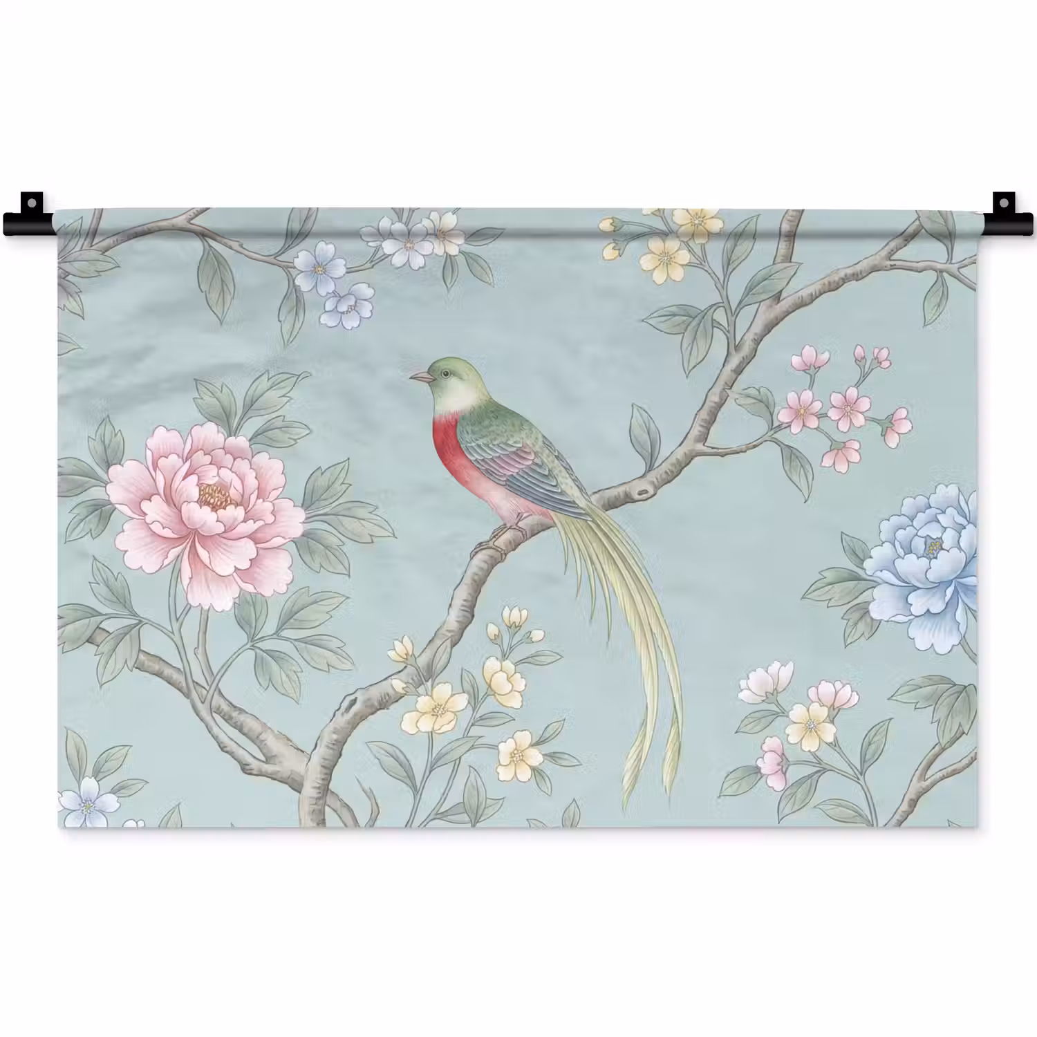 Vogel - Bloemen - Kleurrijk Wandkleed katoen klein -zz3d