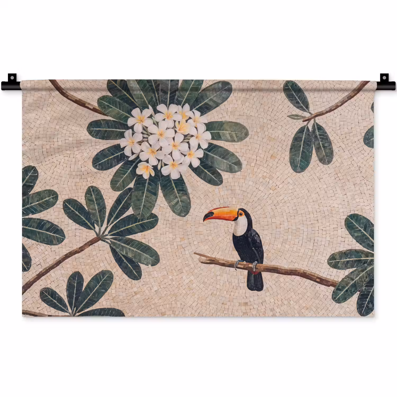 Vogel - Mozaïek - Tropisch - Natuur - Kleurrijk Wandkleed katoen klein -zz3d