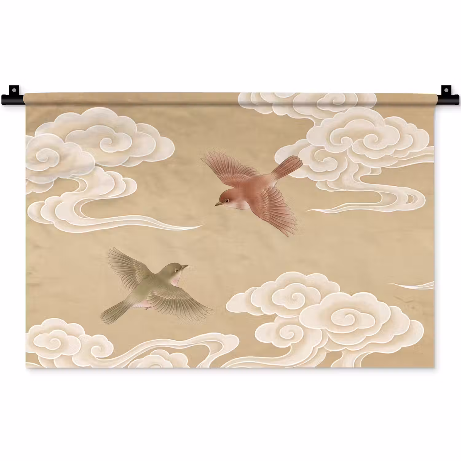 Vogels - Vliegen - Beige Wandkleed katoen klein -zz3d