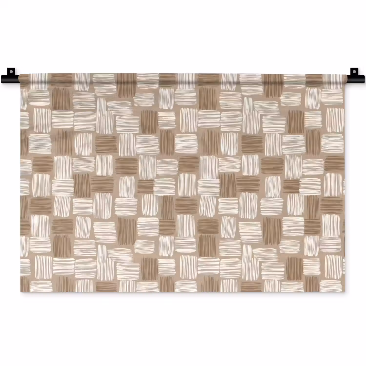 Blok - Patroon - Bruin Wandkleed katoen klein 269 -zz3d