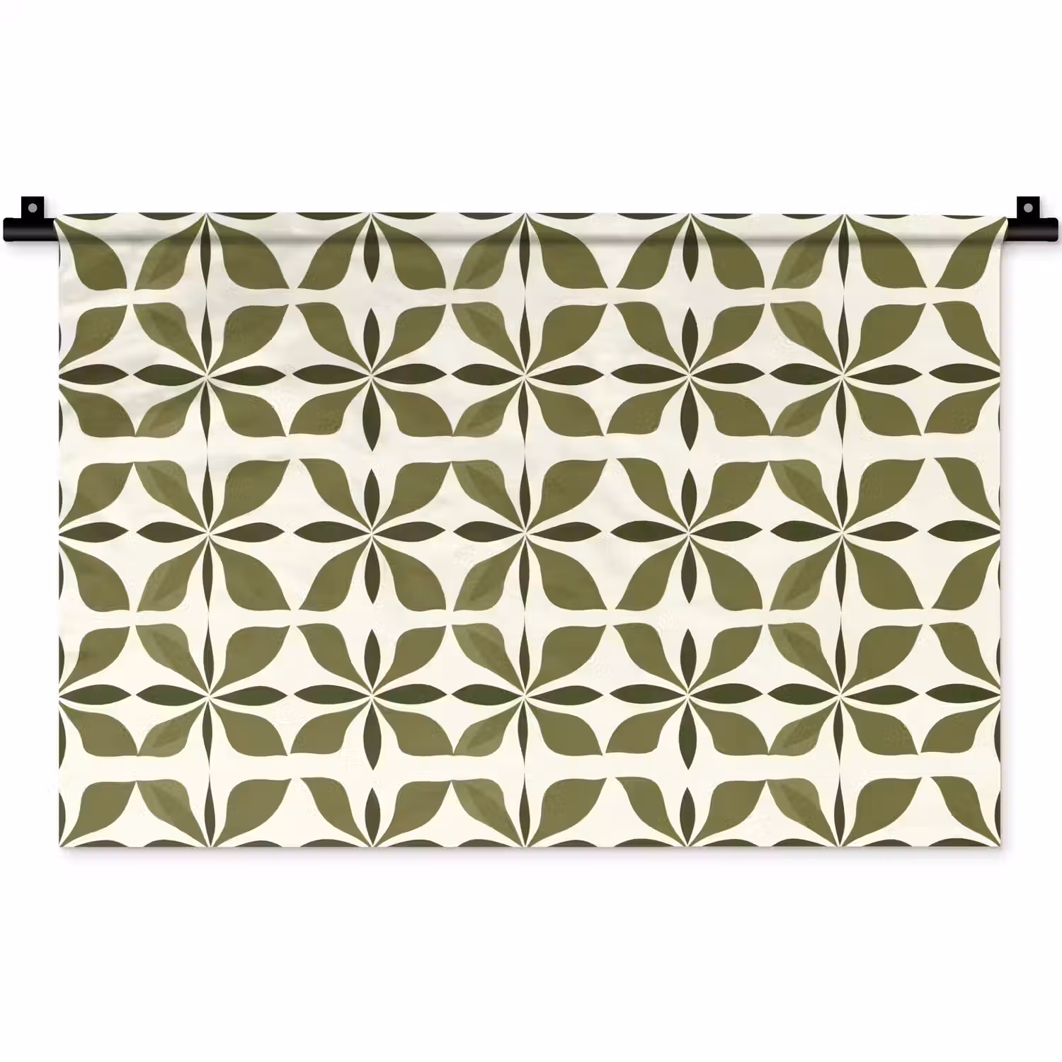 Botanisch - Retro - Groen Wandkleed katoen klein 269 -zz3d