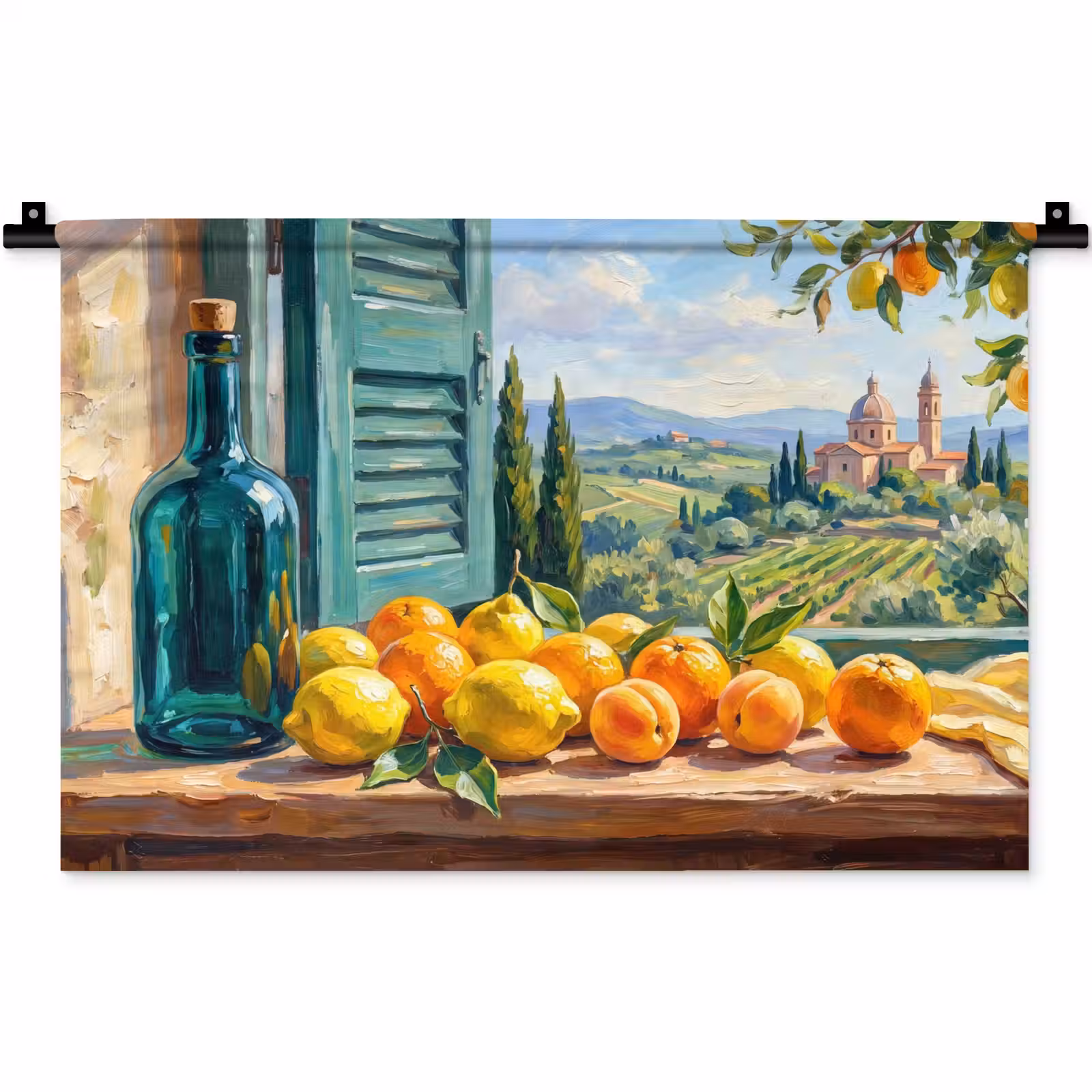 Wall Hanging - Bottle - Fruit - Still Life - Fles - Fruit - Stilleven Wandkleed katoen klein
