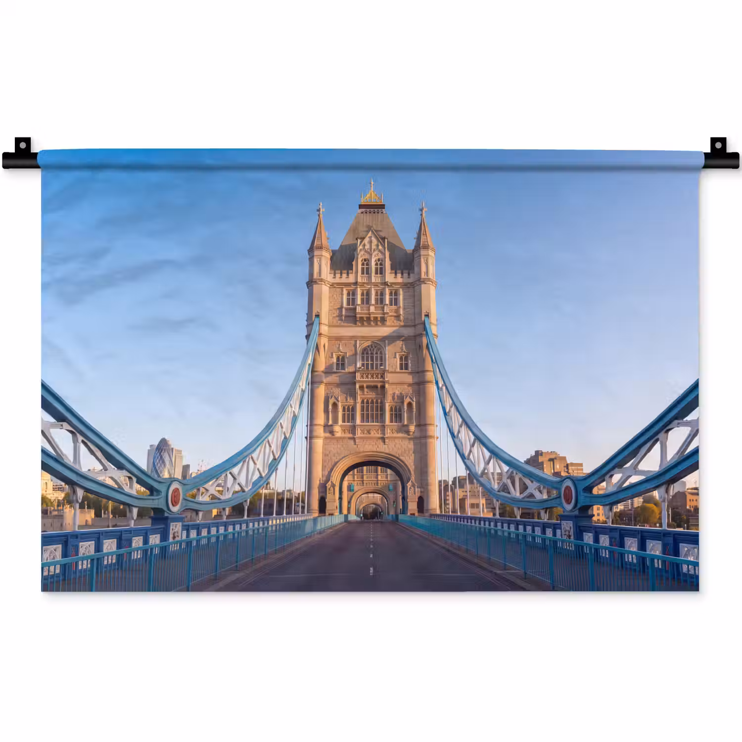 Brug - Toren - Architectuur - Klassiek - Blauw Wandkleed katoen klein -zz3d