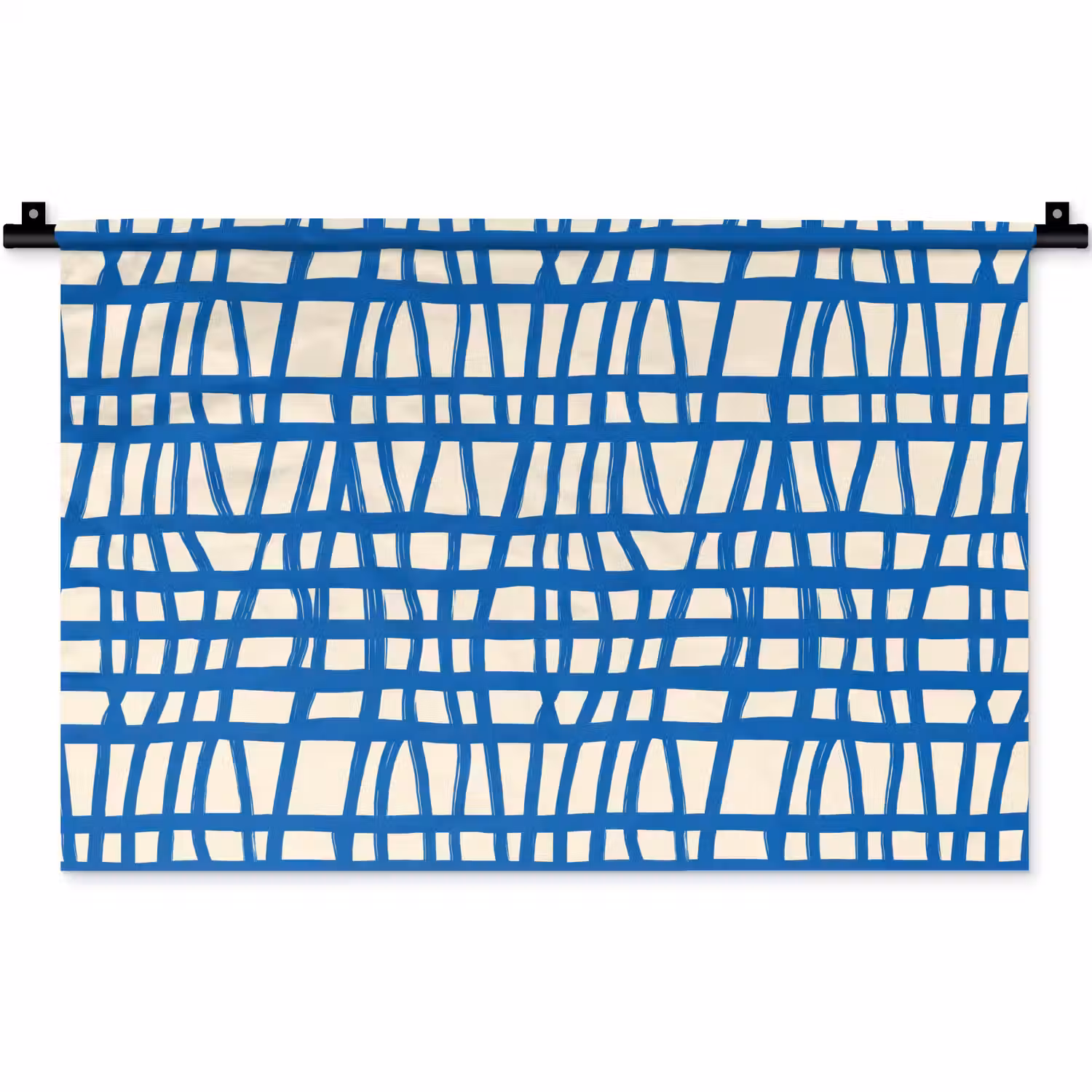 Ruitpatroon - Blauw - Crème Wandkleed katoen klein 269 -zz3d