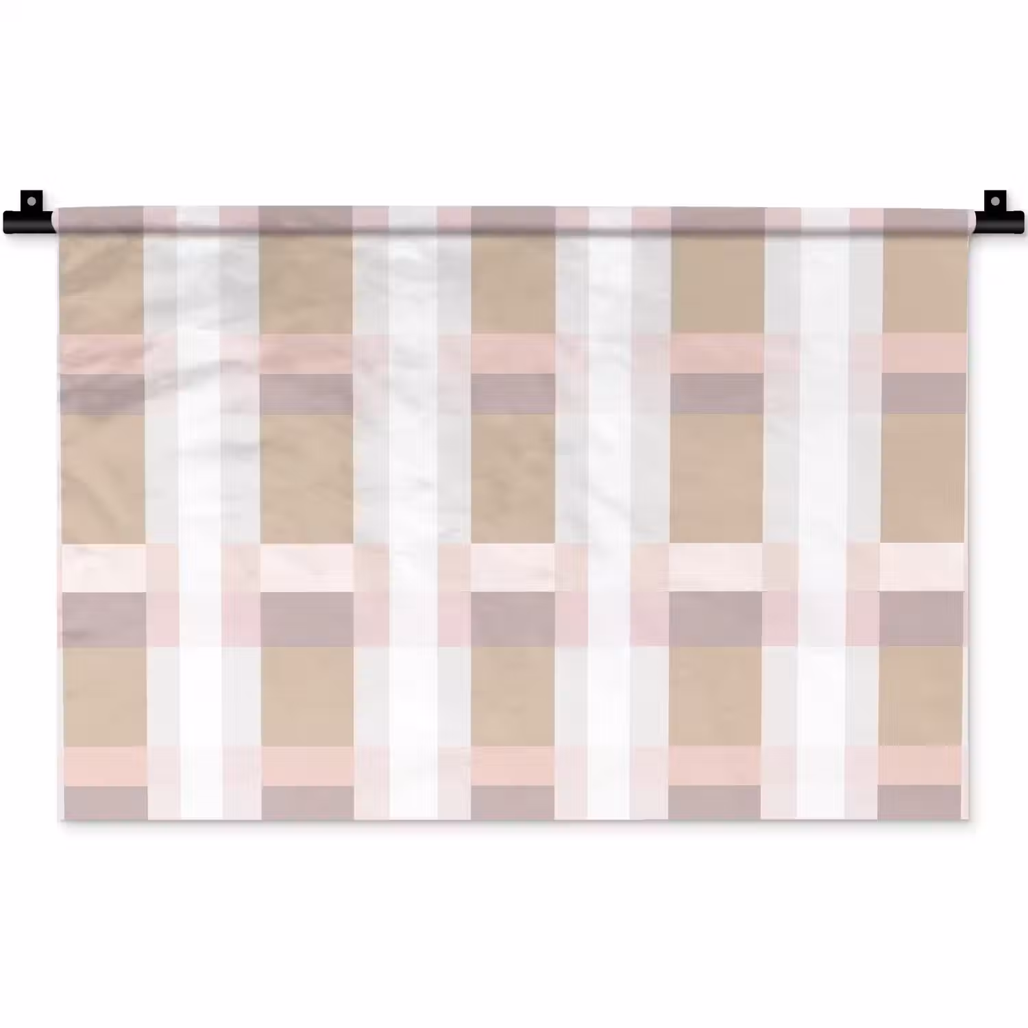 Ruitpatroon - Aardetinten - Minimalistisch Wandkleed katoen klein 269 -zz3d