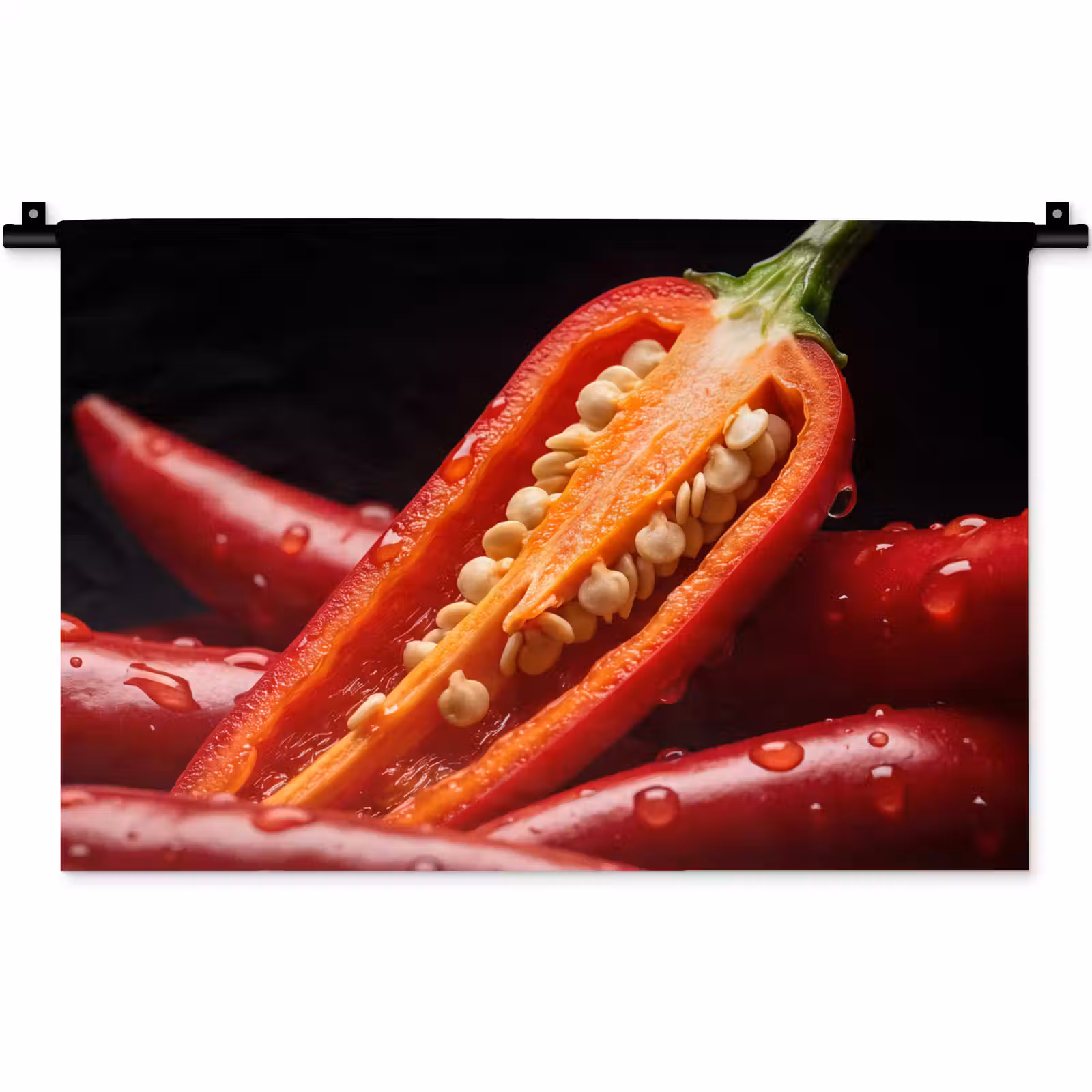 Wall Hanging - Chili Pepper - Red - Food - Chilipeper - Rood - Eten Wandkleed katoen klein