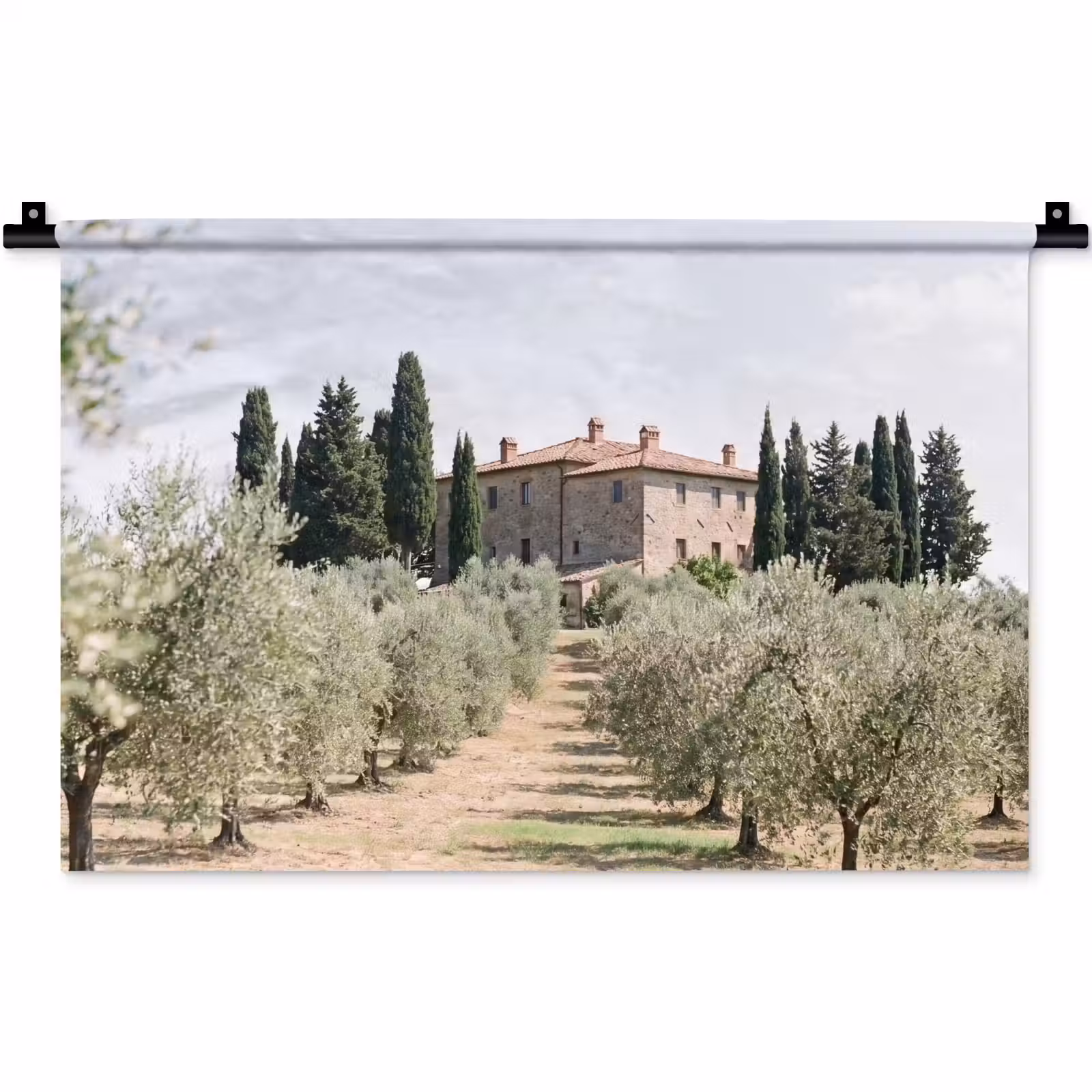 Wall Hanging - Country house - olive tree - orchard - Landhuis - olijfboom - gaard Wandkleed katoen klein