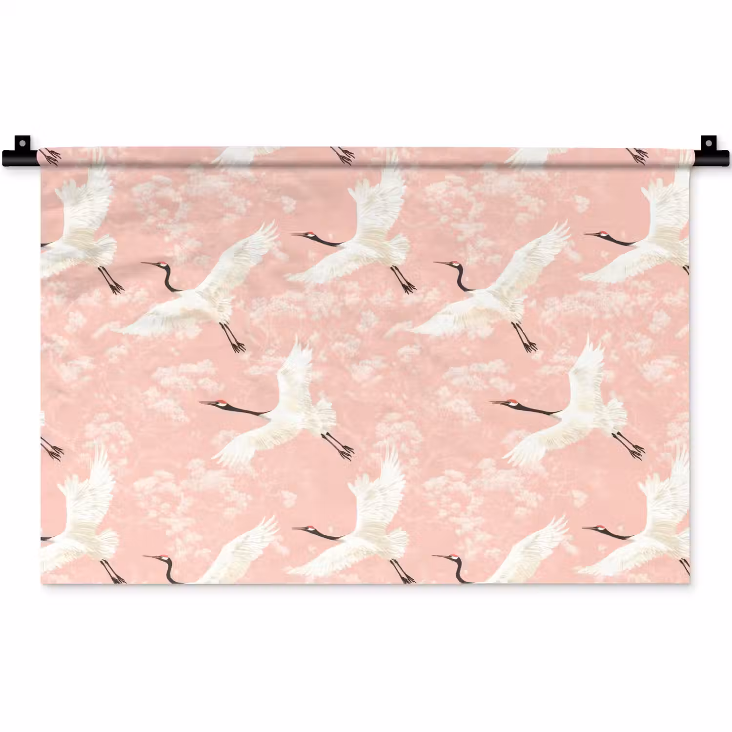 Kraanvogels - Bloesem - Roze Wandkleed katoen klein 269 -zz3d