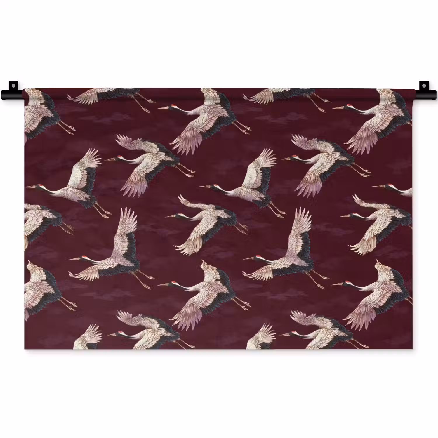 Kraanvogels - Klassiek - Bordeaux Wandkleed katoen klein 269 -zz3d