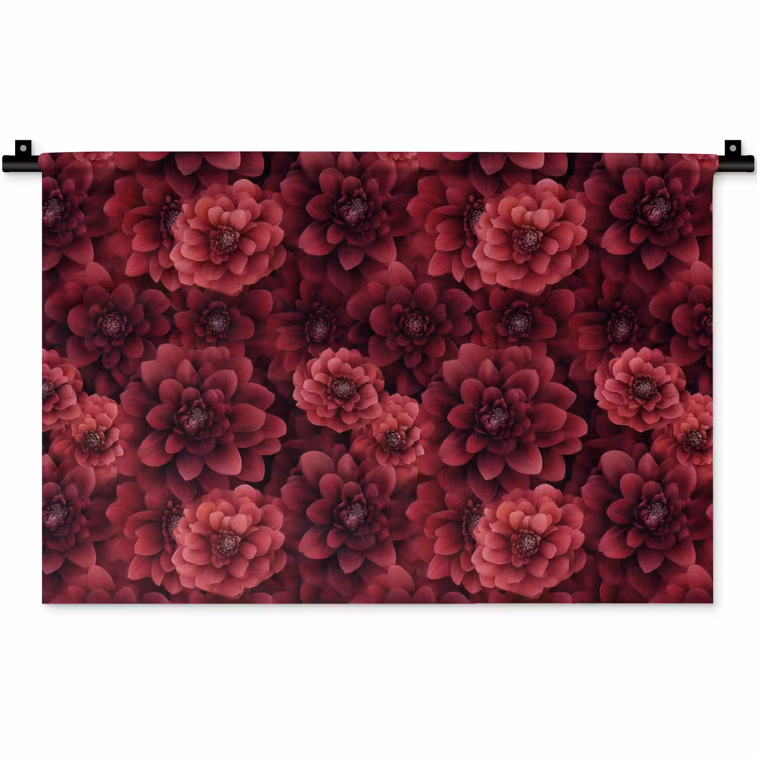 Dahlias - Bloemen - Rood Wandkleed katoen klein 269 -zz3d
