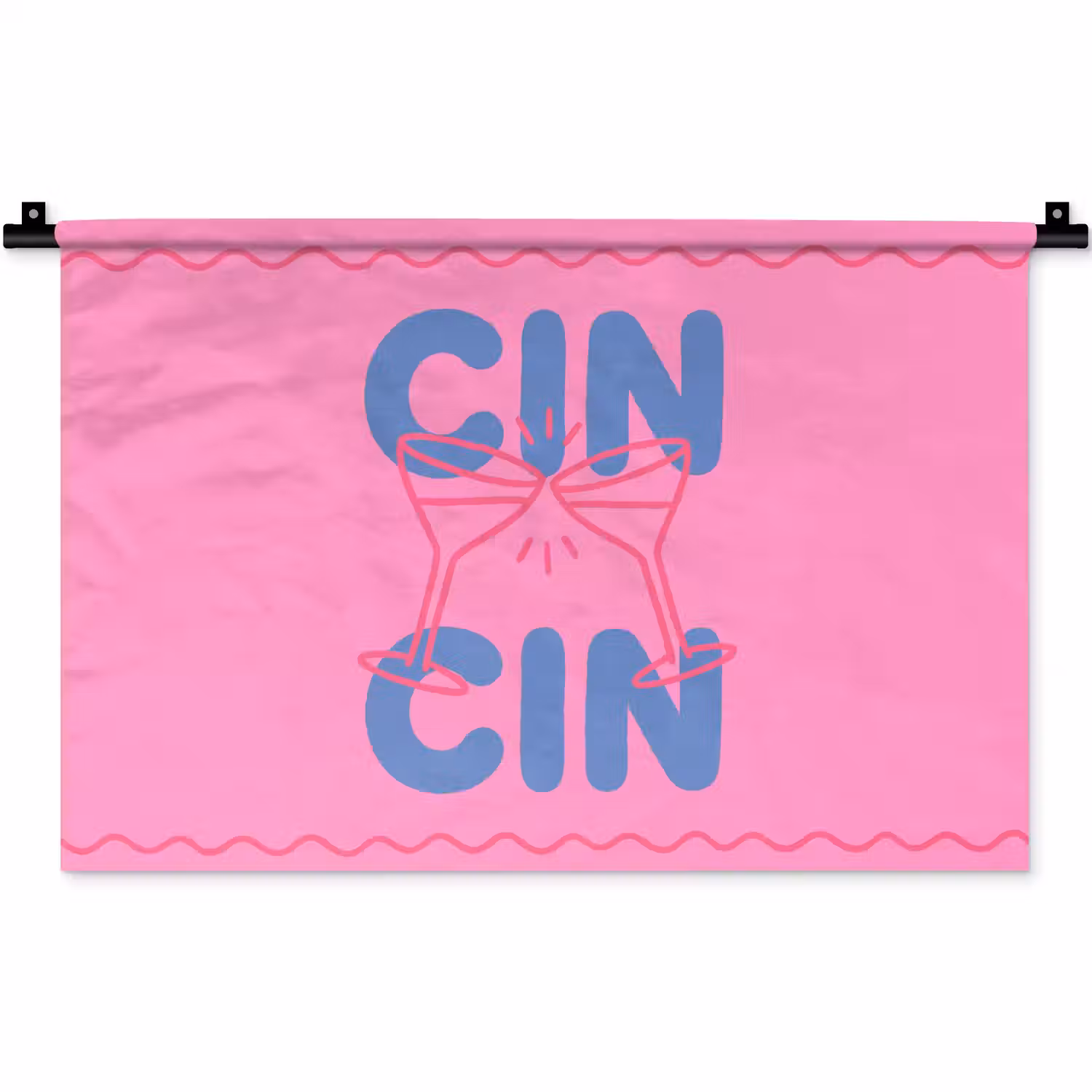 Drank - Glazen - Proost - Modern - Roze Wandkleed katoen klein -zz3d