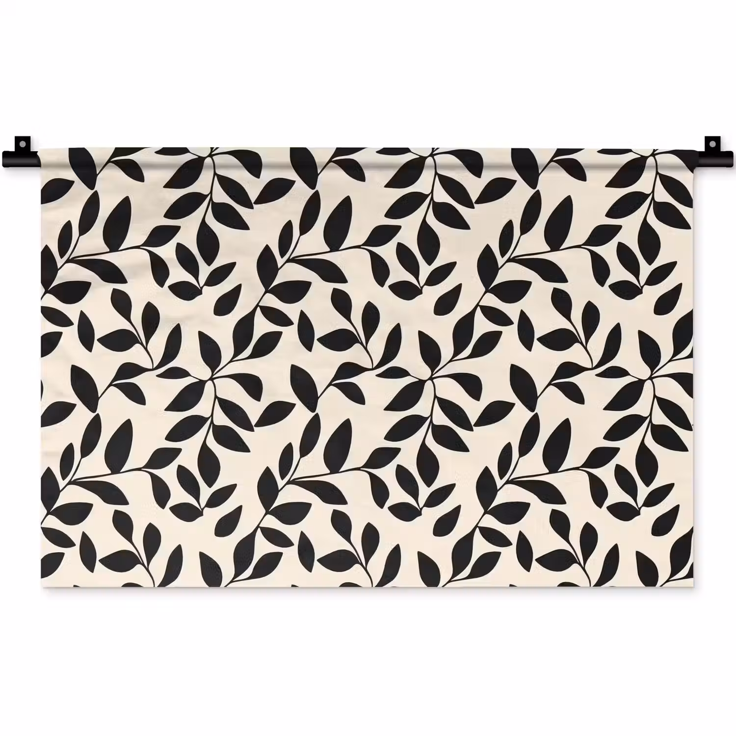 Elegant - Patroon - Zwart - Beige Wandkleed katoen klein 269 -zz3d