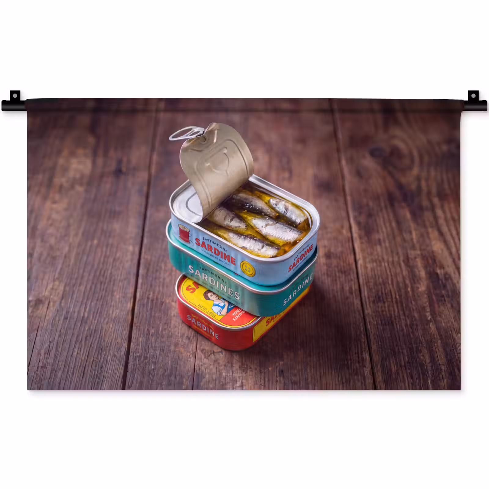 Wall Hanging - Fish - Cans - Kitchen - Vis - Blikjes - Keuken Wandkleed katoen klein
