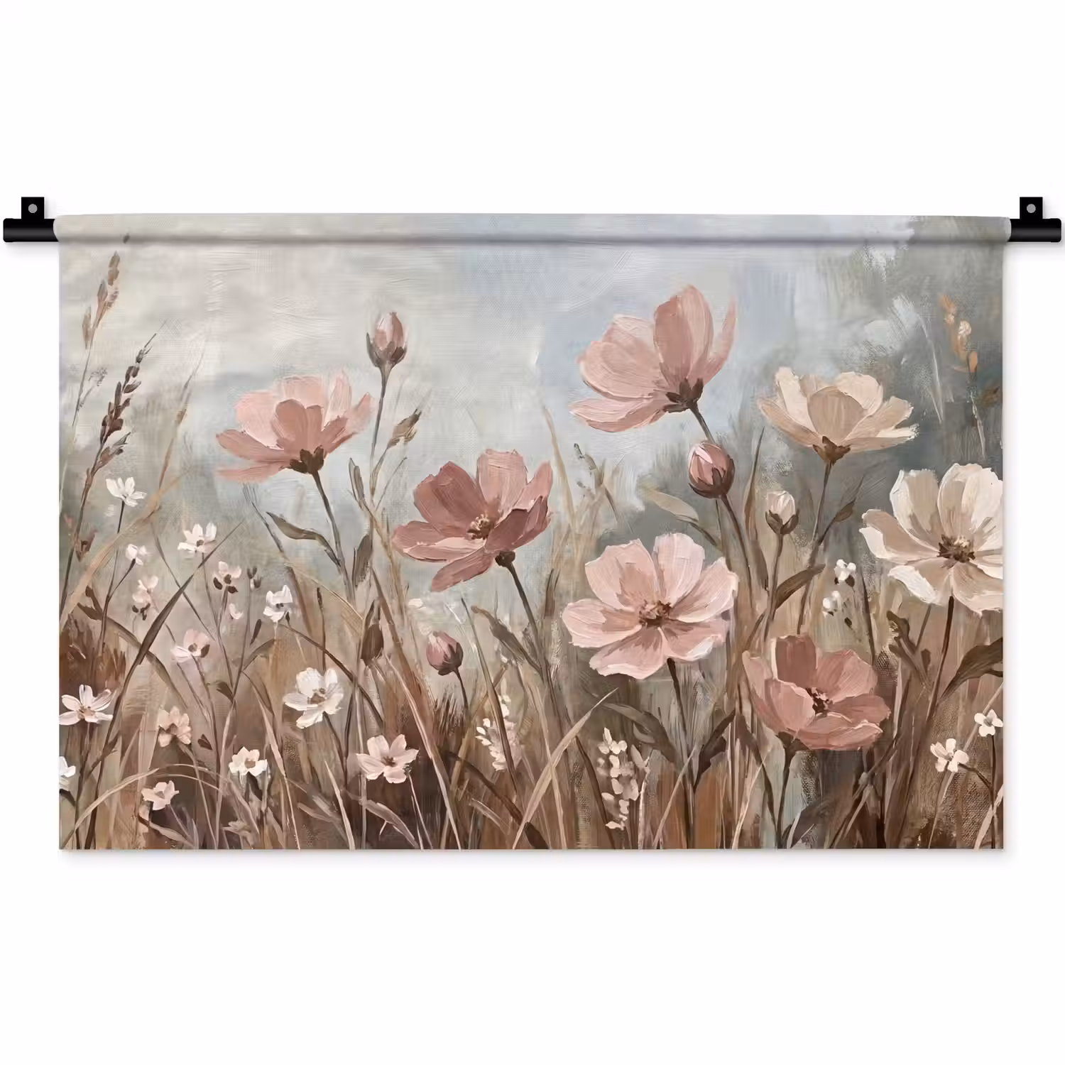 Bloemen - Botanisch - Schilderij - Pastel - Rustiek Wandkleed katoen klein -zz3d