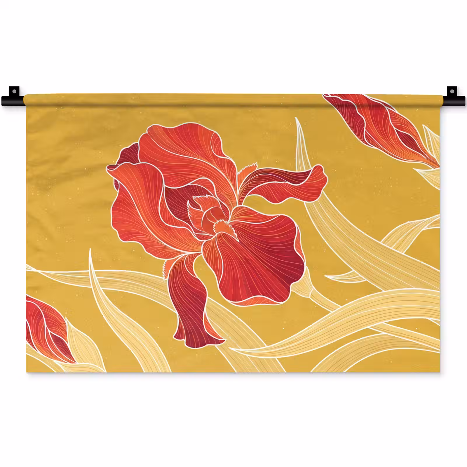 Wall Hanging - Flowers - Illustration - Red - Bloemen - Illustratie - Rood Wandkleed katoen klein