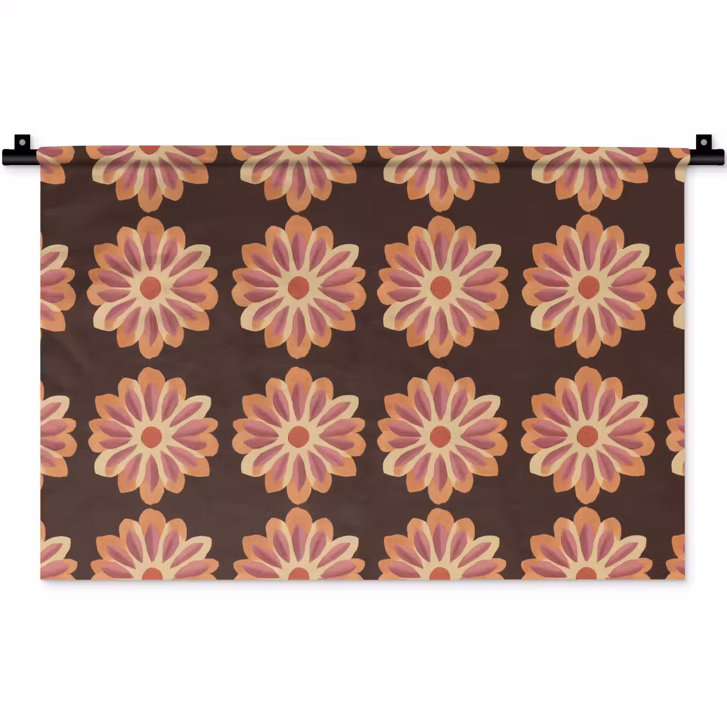 Bloemen - Patroon - Bruin Wandkleed katoen klein 269 -zz3d
