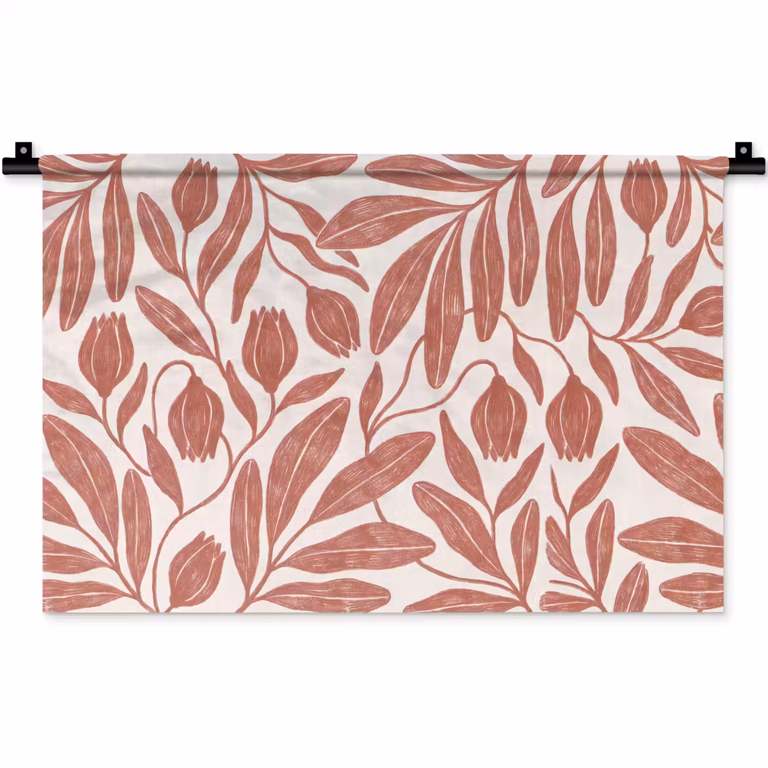 Bloemen - Patroon - Modern - Natuur - Bruin Wandkleed katoen klein -zz3d