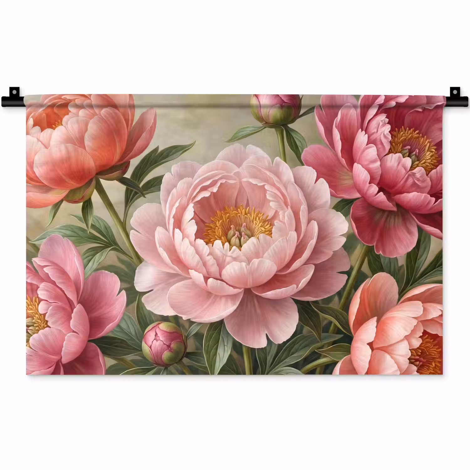 Bloemen - Roze - Klassiek - Gedetailleerd - Natuur Wandkleed katoen klein -zz3d