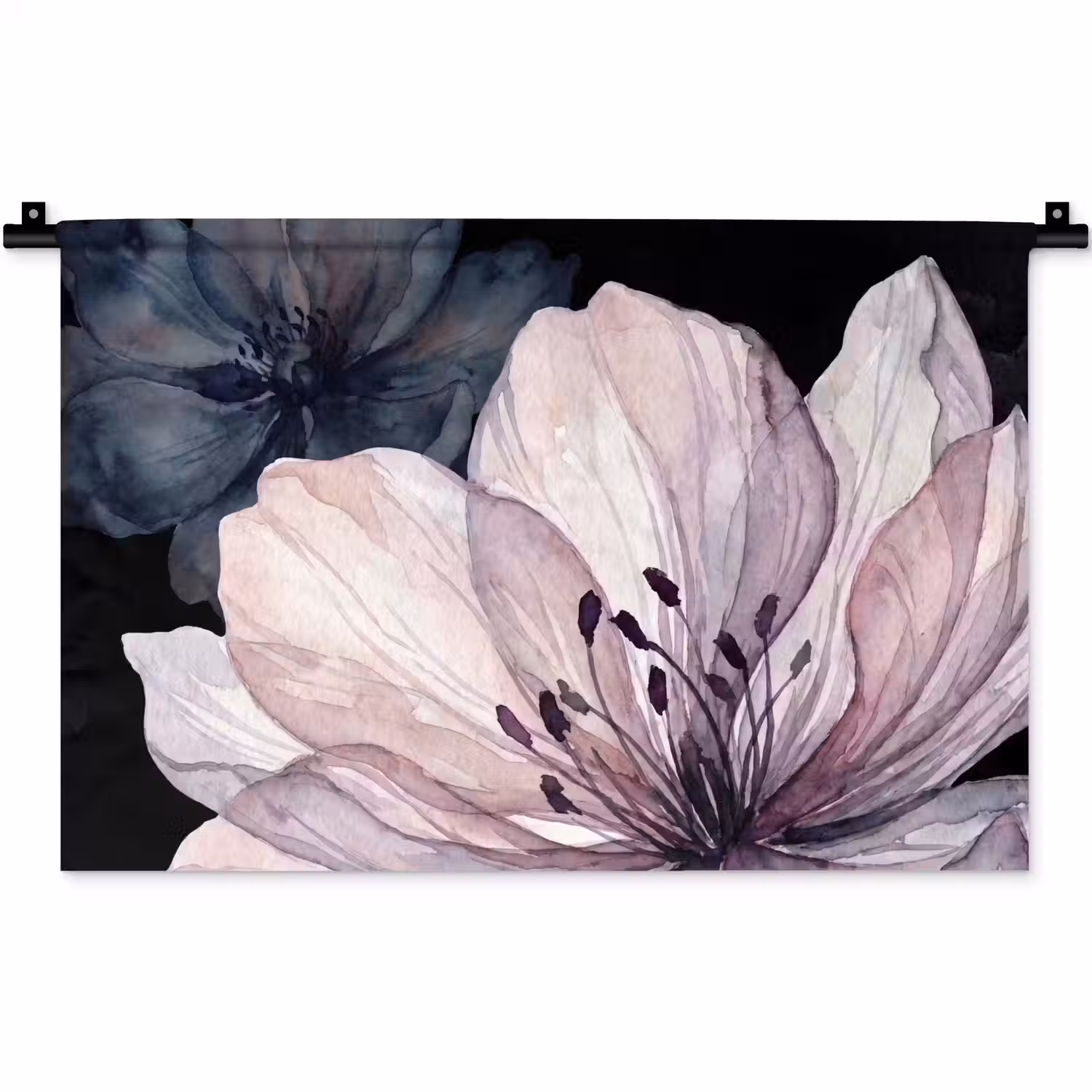Bloemen - Aquarel - Modern - Roze - Donker Wandkleed katoen klein -zz3d