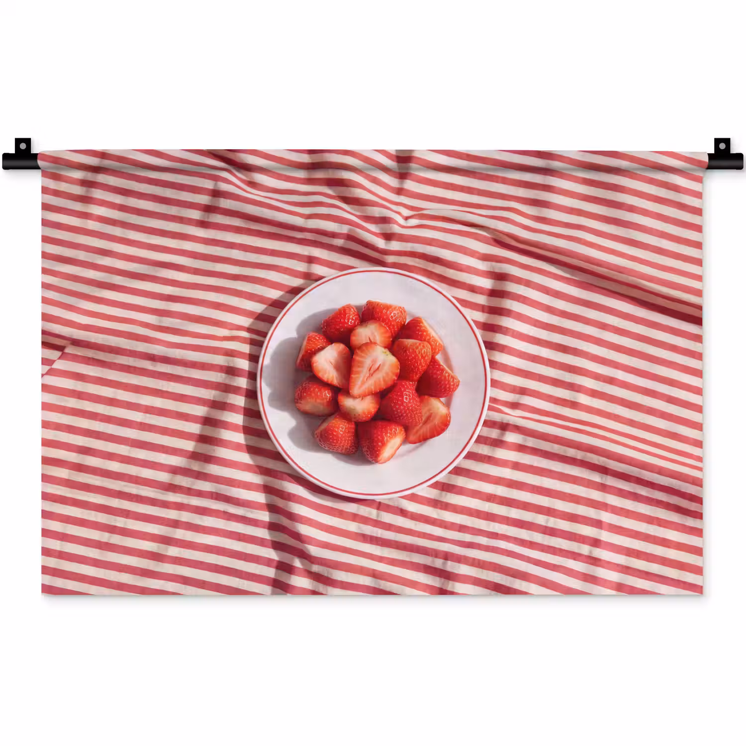 Eten - Aardbeien - Fruit - Zomer - Rood Wandkleed katoen klein -zz3d