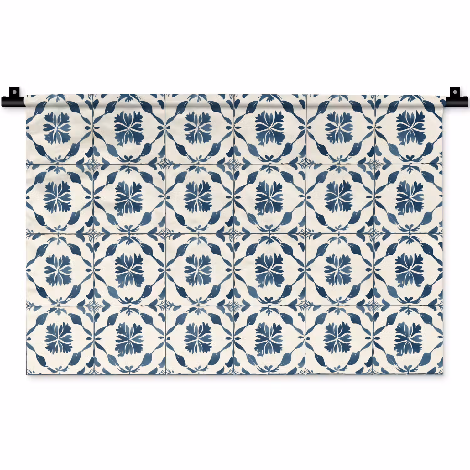 Grafisch - Tegel - Blauw Wandkleed katoen klein 269 -zz3d