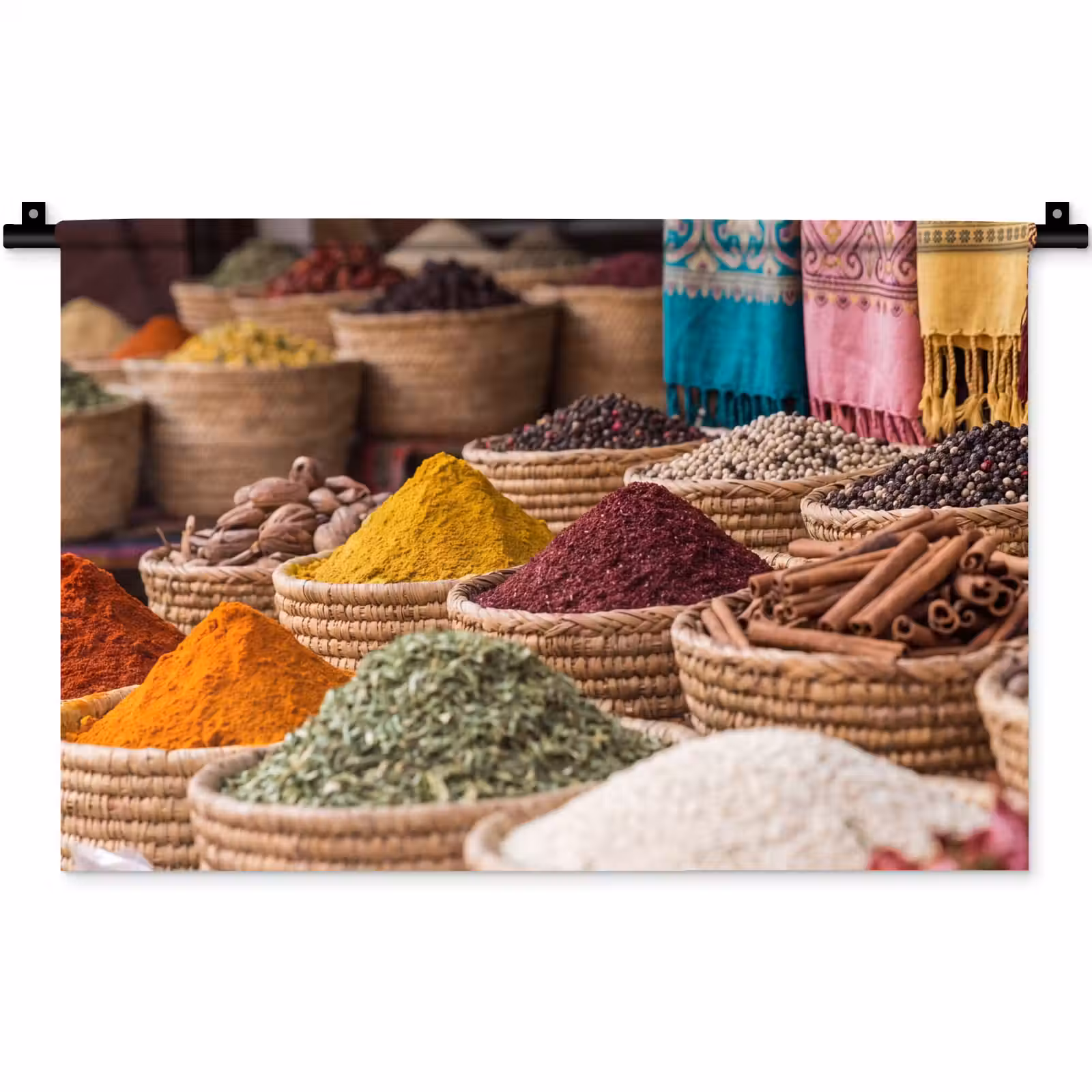 Wall Hanging - Herbs - Baskets - Oriental - Kruiden - Manden - Oosters Wandkleed katoen klein